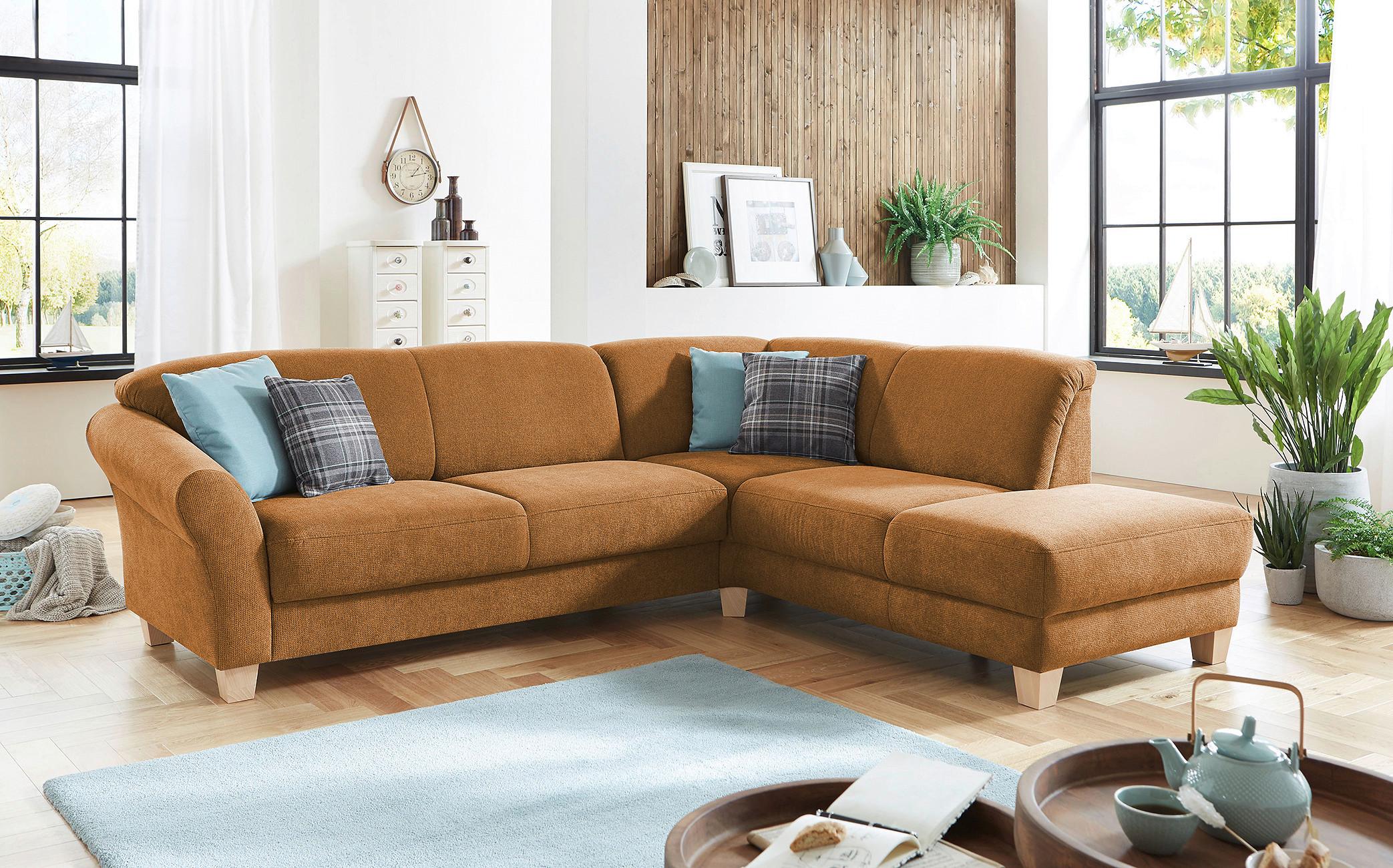 Ecksofa Gotland terracotta mit Bettkasten, 257x212 cm - Terracotta/Naturfarben, KONVENTIONELL, Textil (257/212cm) - Sit & More