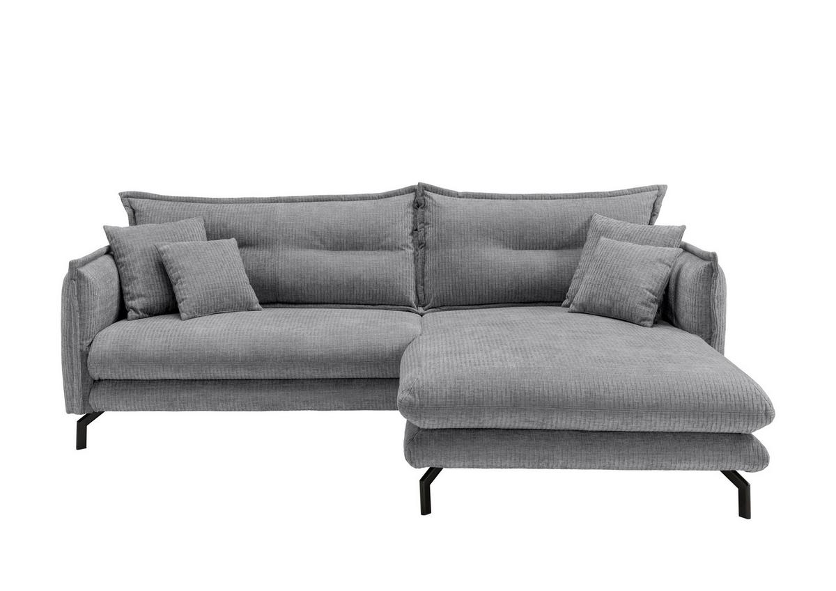 Ecksofa Lava Grau S: 255x180 cm - Schwarz/Grau, Design, Textil (255/180cm) - Livetastic