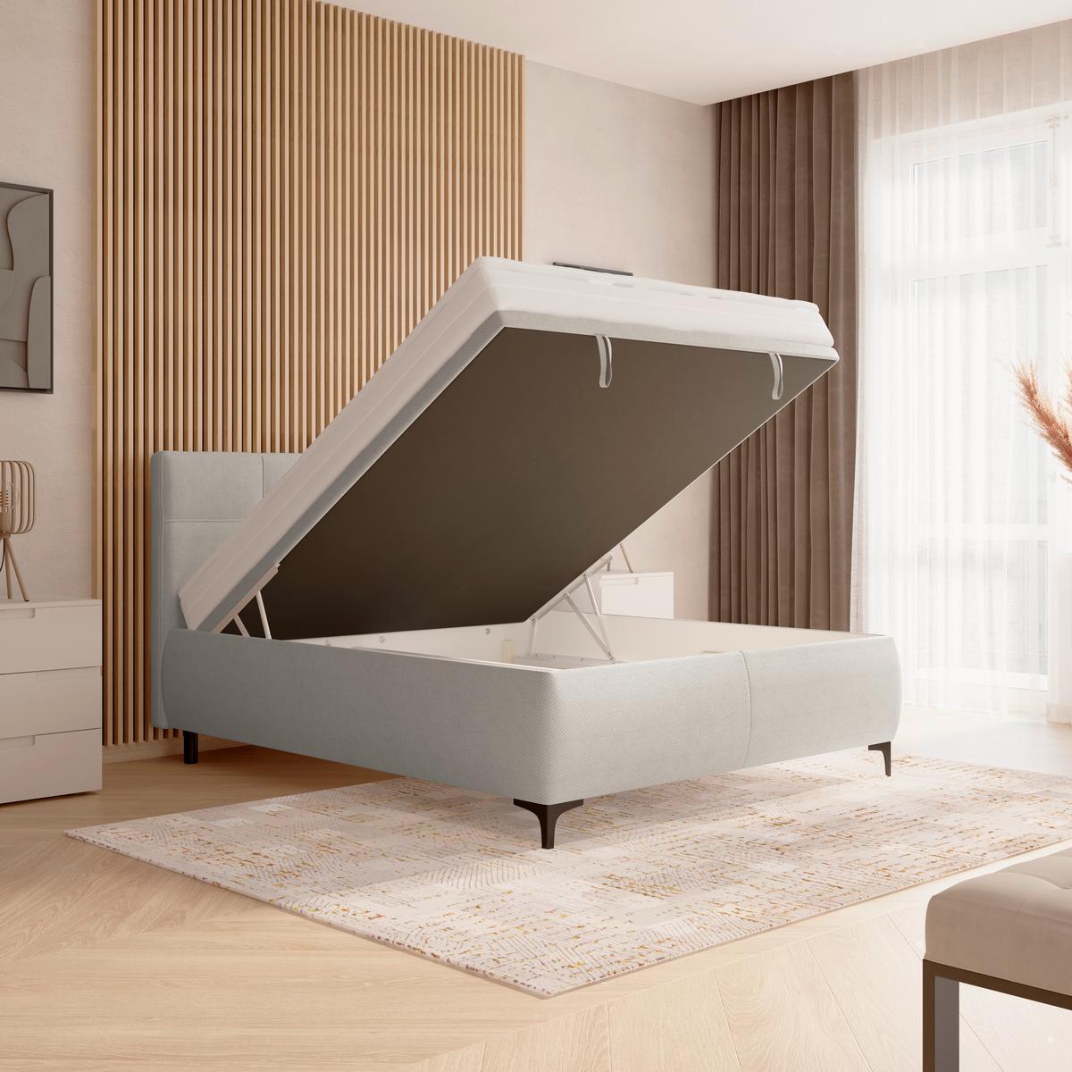 Polsterbett Zeni 140 - Hellgrau/Schwarz, KONVENTIONELL, Holz/Textil (140/200cm)