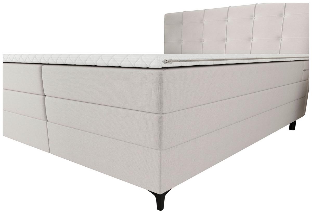 Boxspringbett Mitto mit Topper 180x200 cm - Silberfarben/Schwarz, KONVENTIONELL, Textil/Metall (180/200cm)