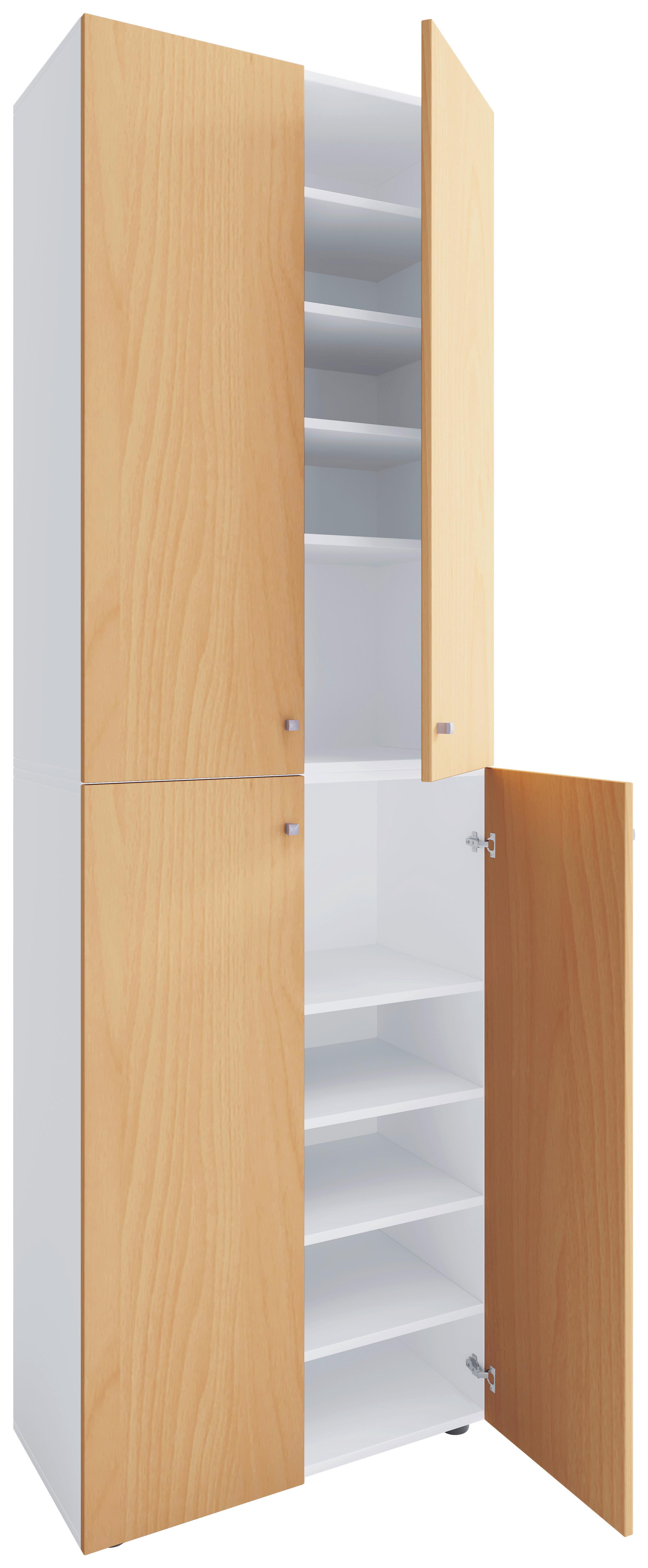 Schuhschrank Lona Weiß Buchefarben - Buchefarben/Schwarz, Design, Holzwerkstoff (70/220/40cm) - MID.YOU