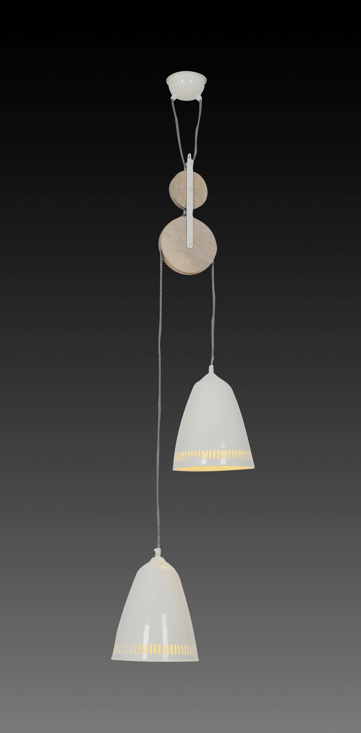 Hängeleuchte H: 110 cm 2-Flammig, Mangoholz/Metall - Weiß, KONVENTIONELL, Holz/Metall (21/110cm) - Näve