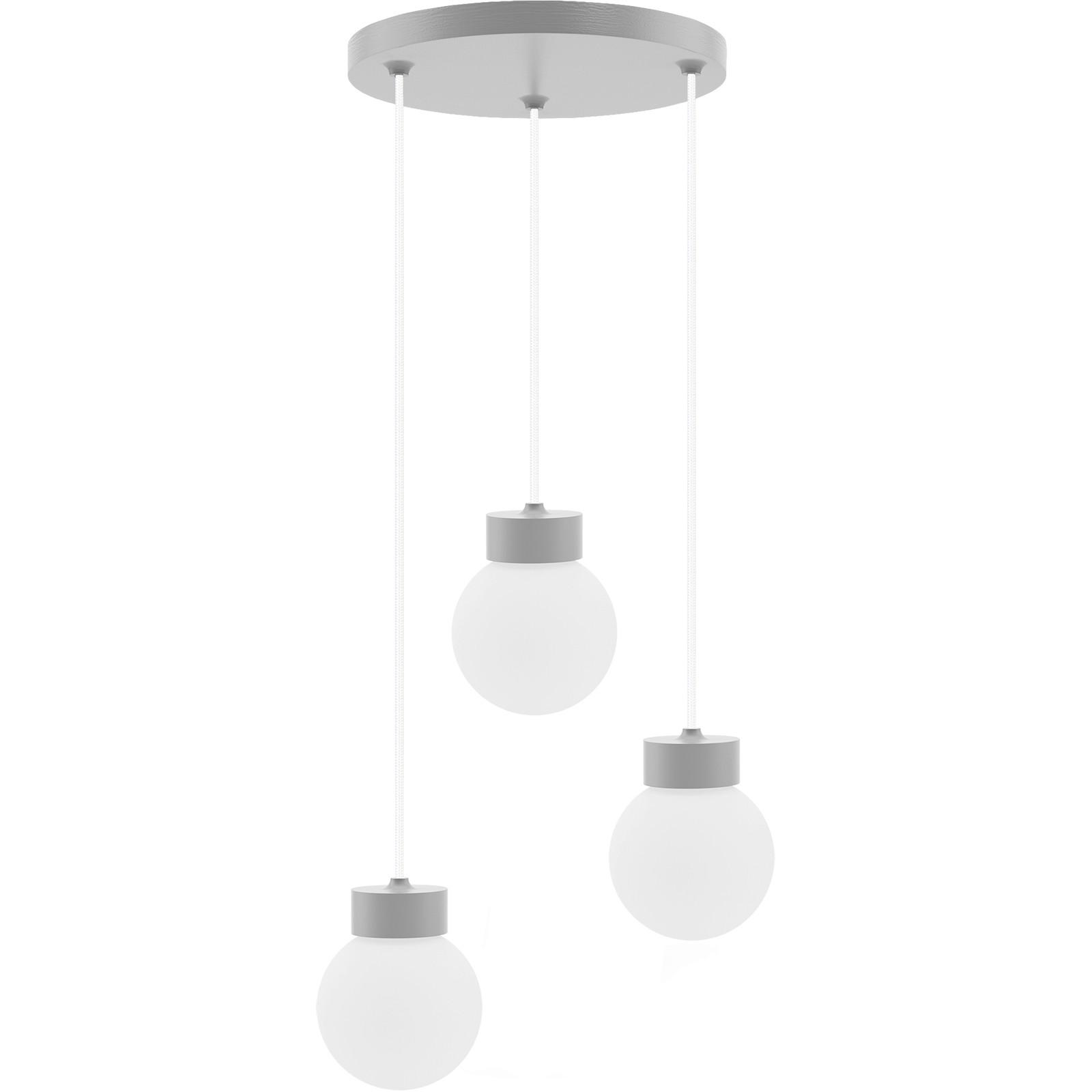 Hängeleuchte 8570536 B-Orb 3-Grau/ceiling - Weiß/Grau, Design, Glas/Holz (34/150cm)