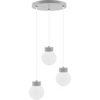 Hängeleuchte 8570536 B-Orb 3-Grau/ceiling - Weiß/Grau, Design, Glas/Holz (34/150cm)