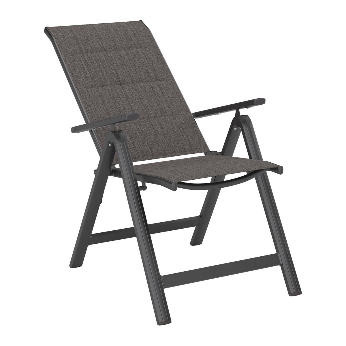 Gartensessel Klappbar Verena Aluminium, Textil - Dunkelgrau, MODERN, Textil/Metall (57/108/70cm) - Beldano