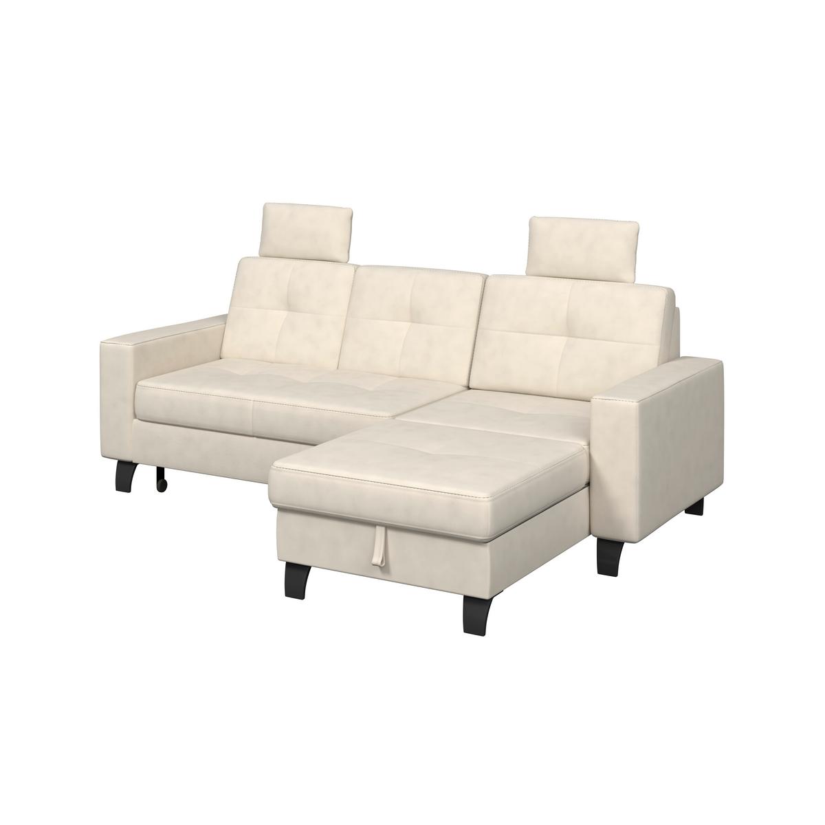 Ecksofa Varese mit Bettkasten Naturfarben 239x164 cm - Beige/Schwarz, KONVENTIONELL, Textil (239/164cm) - James Wood
