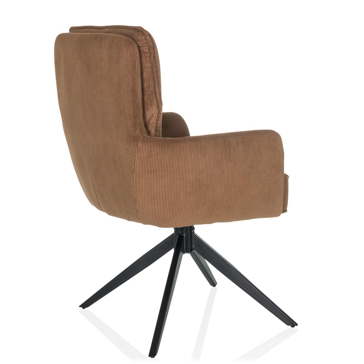 Armlehnstuhl Tarugo Braun B: 58 Cm - Schwarz/Braun, MODERN, Textil/Metall (58/94/60cm) - MID.YOU