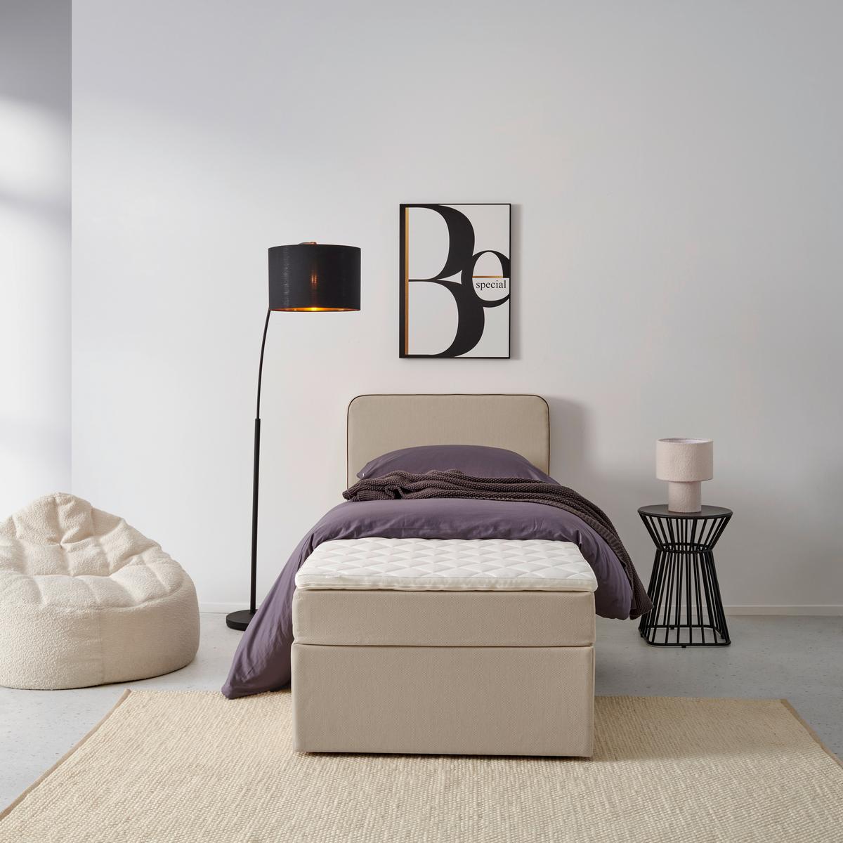Boxbett Mit Topper 90x200 Cm Anton, Beige - Beige, KONVENTIONELL, Holz/Textil (90/200cm) - P & B