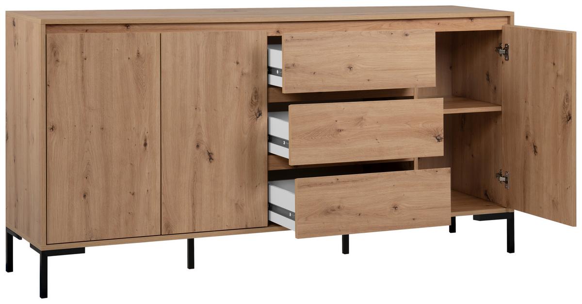 Sideboard 150cm Korsika Eiche Artisan Dekor - Schwarz/Eiche Artisan, Design, Holzwerkstoff (170/87/40cm) - MID.YOU