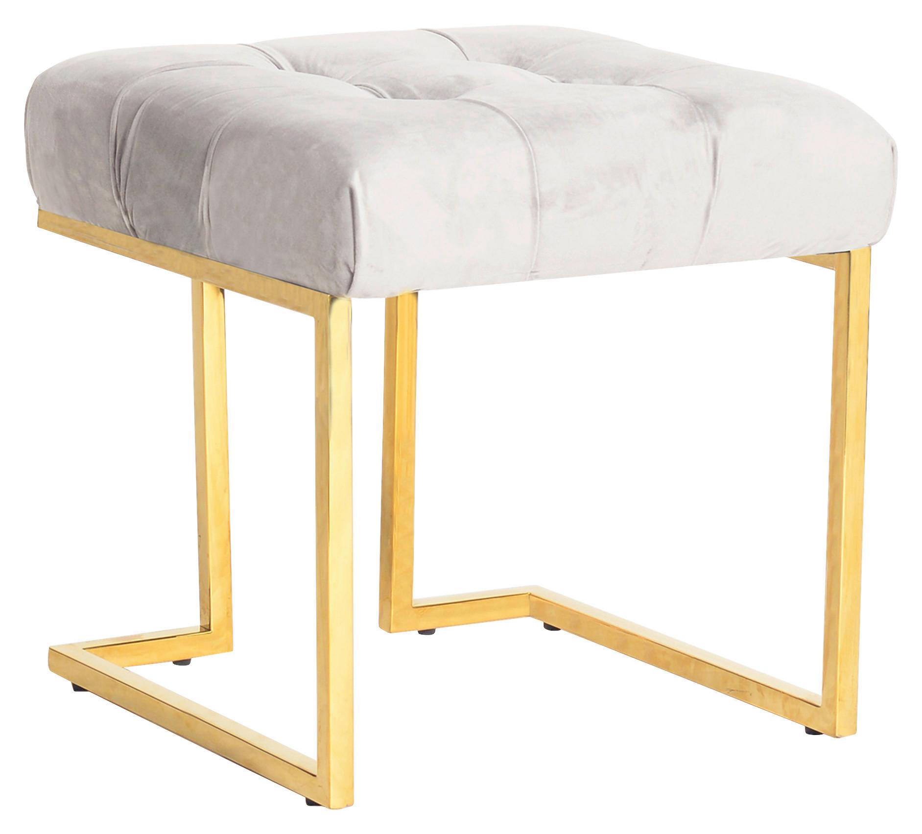 Hocker Rare 100 Taupe B: 48 cm - Taupe/Goldfarben, Design, Textil (48/48/48cm) - Kayoom