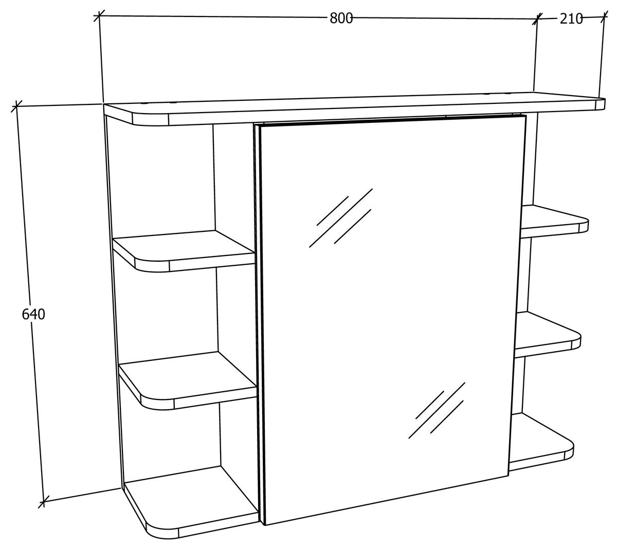 Spiegelschrank Nilosi - Honigeiche, MODERN, Glas/Holzwerkstoff (80/64/21cm) - MID.YOU