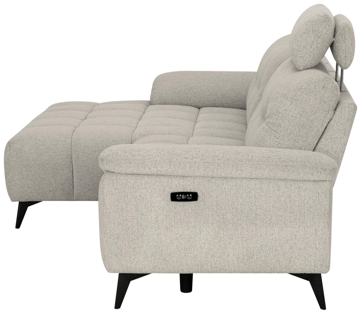 Sedací souprava VENICE, levá, bílá, elektrické nastavení noh - bílá/černá, Moderní, kov/dřevo (156/268cm) - Premium Living
