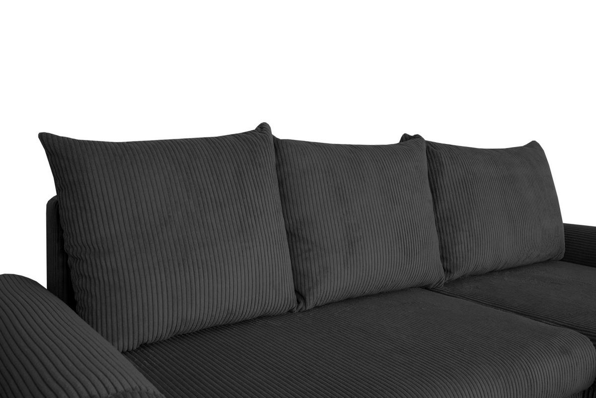 ECKSCHLAFSOFA Vasco, Anthrazit LF: 233x168cm - Anthrazit/Schwarz, Trend, Textil (233/168cm)