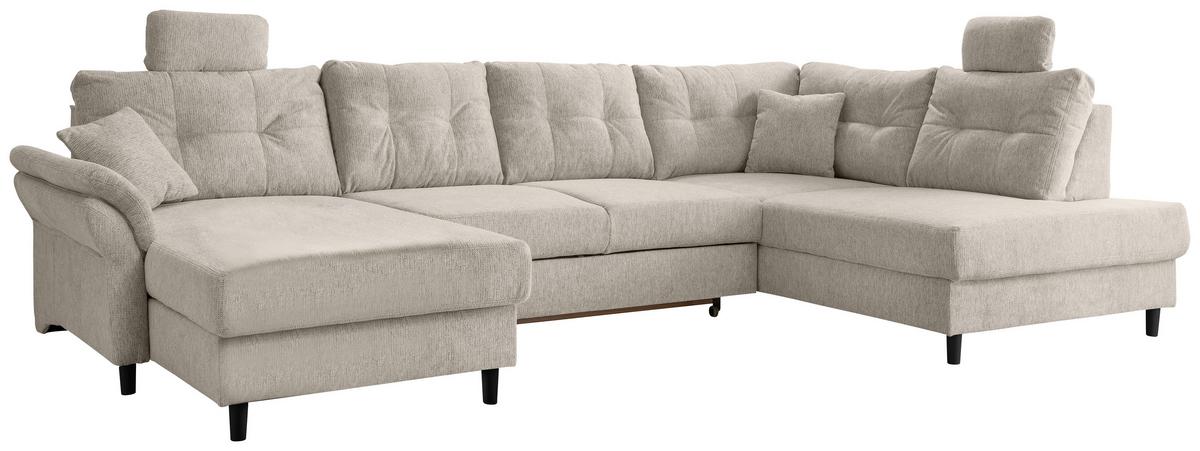 Wohnlandschaft Brizzini Beige U: 176x338x206 cm - Beige/Schwarz, MODERN, Textil (176/338/206cm) - Livetastic