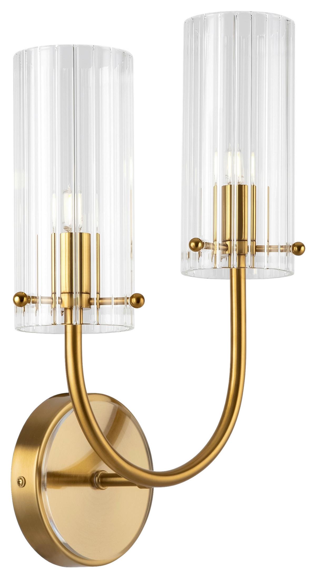 LED-Wandleuchte Arco 2-Flammig dimmbar - Messingfarben, Basics, Glas/Metall (25/38/12cm) - MAYTONI