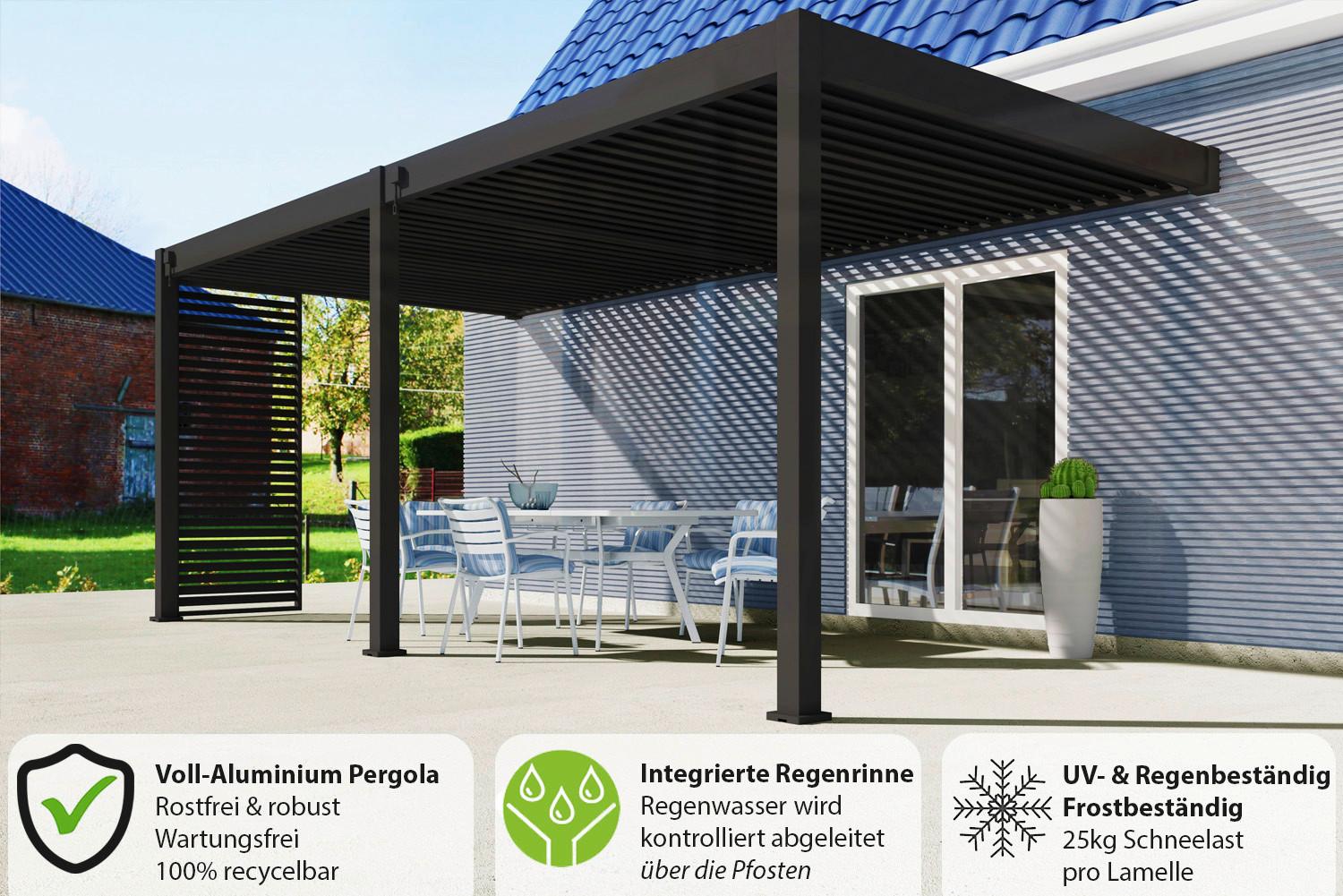 Pavillon Deluxe 530x360cm Wetterfest, Gartenpavillon - Anthrazit, Basics, Metall (530/255/360cm) - WEIDE