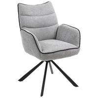 Armlehnstuhl Elodie Grau Sitzfl. 180° drehbar, B: 60 cm - Schwarz/Grau, KONVENTIONELL, Textil/Metall (60/92/67cm) - MID.YOU