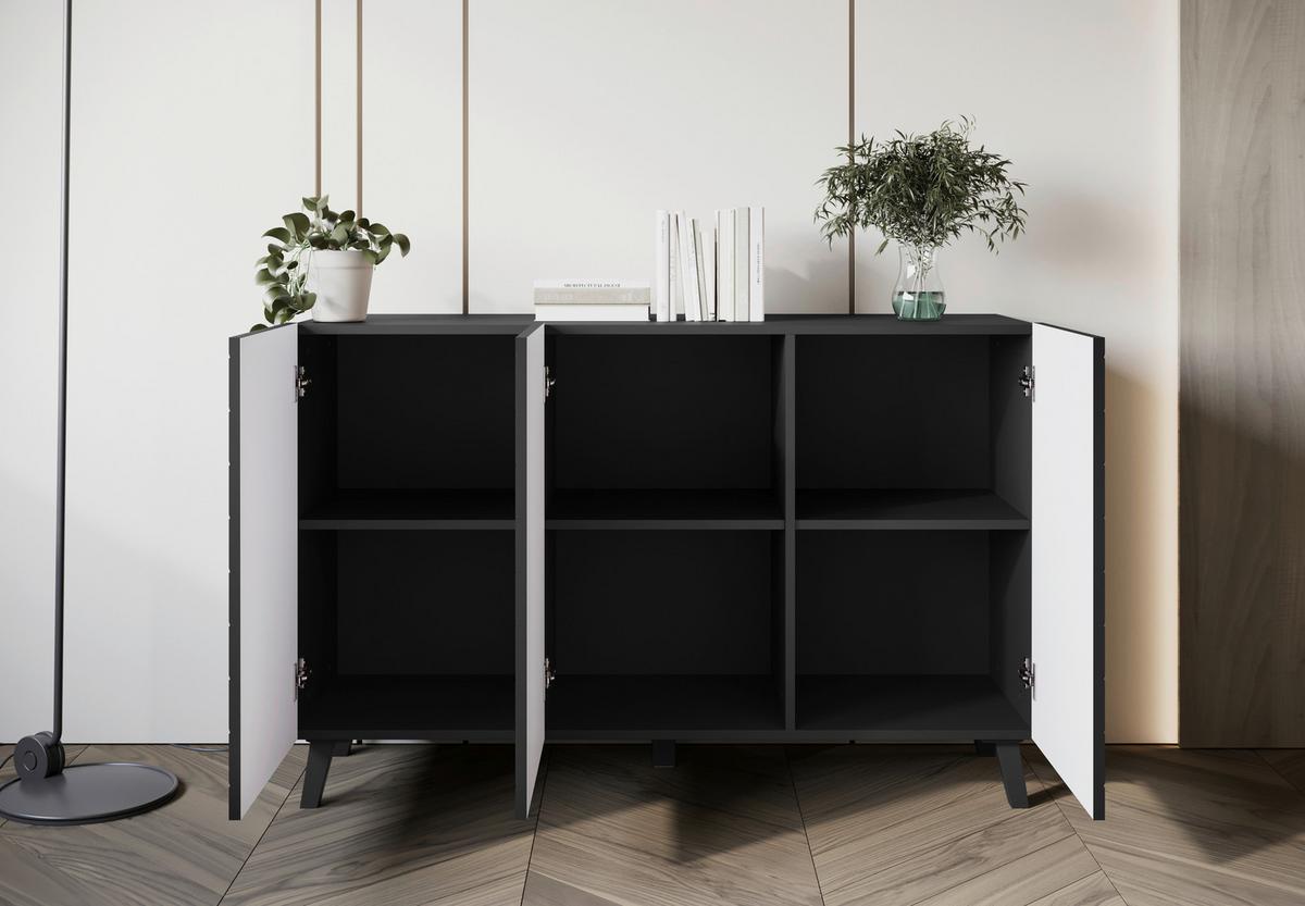 Sideboard Phuket 120 - Schwarz, Design, Holzwerkstoff (120/78/39,1cm) - Livetastic