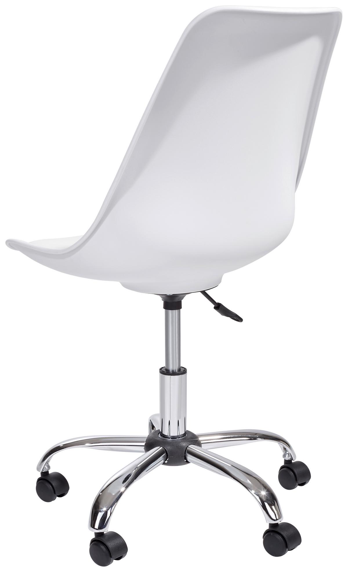 Drehstuhl Levi höhenverstellbar Weiß - Chromfarben/Schwarz, MODERN, Kunststoff/Textil (57,50/81-93/47cm) - MID.YOU