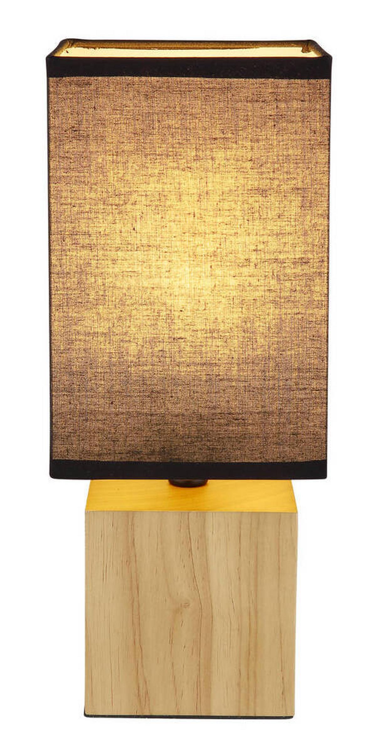 Tischleuchte 21628b - Schwarz/Naturfarben, KONVENTIONELL, Holz/Textil (12/12/30cm) - Globo