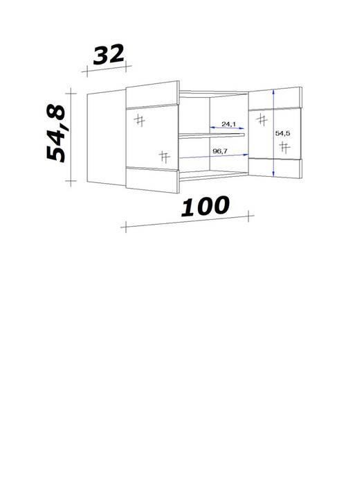 Küchenoberschrank Avila Eichefarben/Magnolie B: 100 cm - Eichefarben/Magnolie, MODERN, Holzwerkstoff (100/54/32cm) - FlexWell