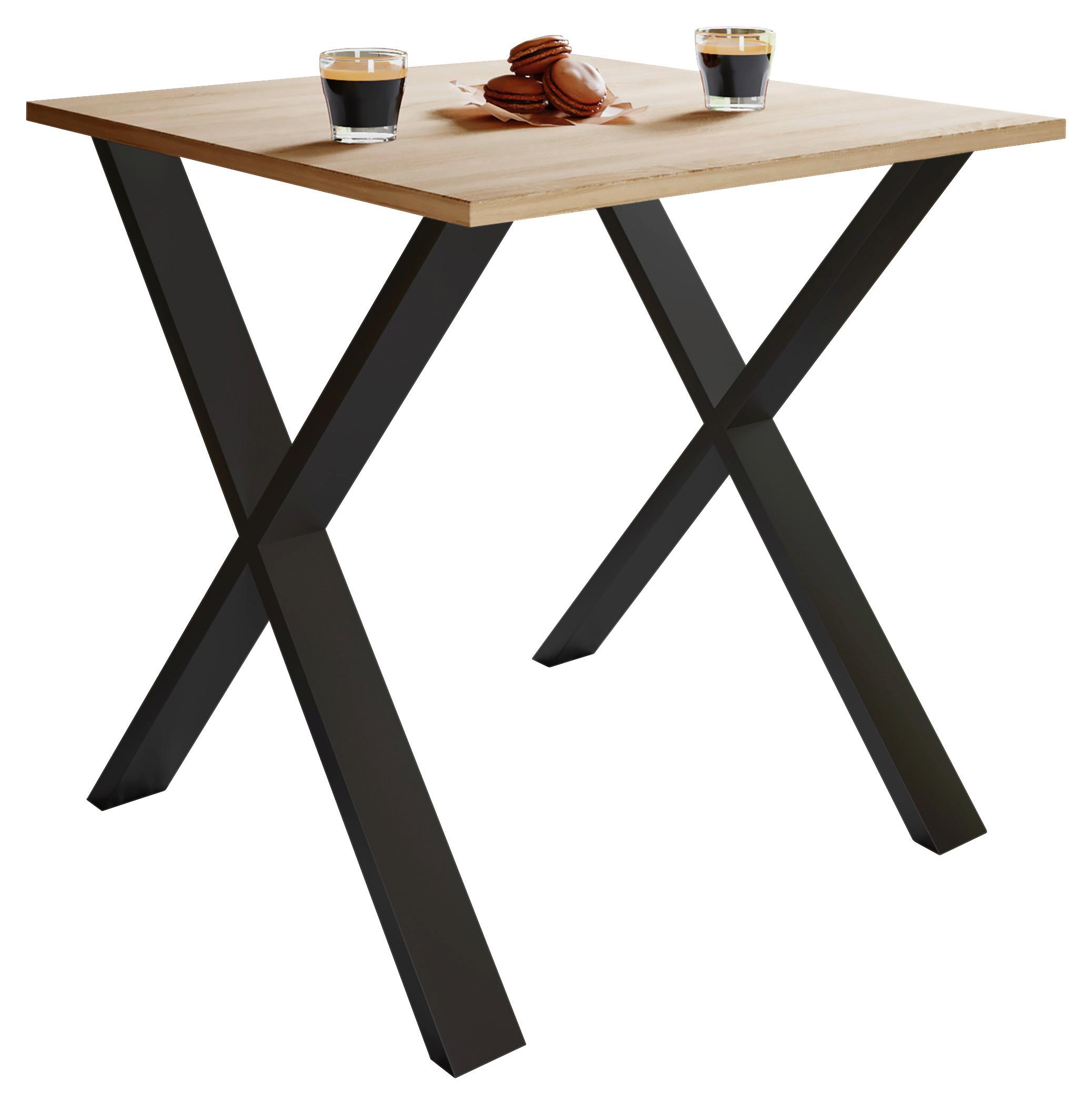 Esstisch Xona 80x50 Cm Schwarz/sonoma Eiche Dekor - Schwarz/Sonoma Eiche, Basics, Holzwerkstoff/Metall (80/50/76cm) - MID.YOU