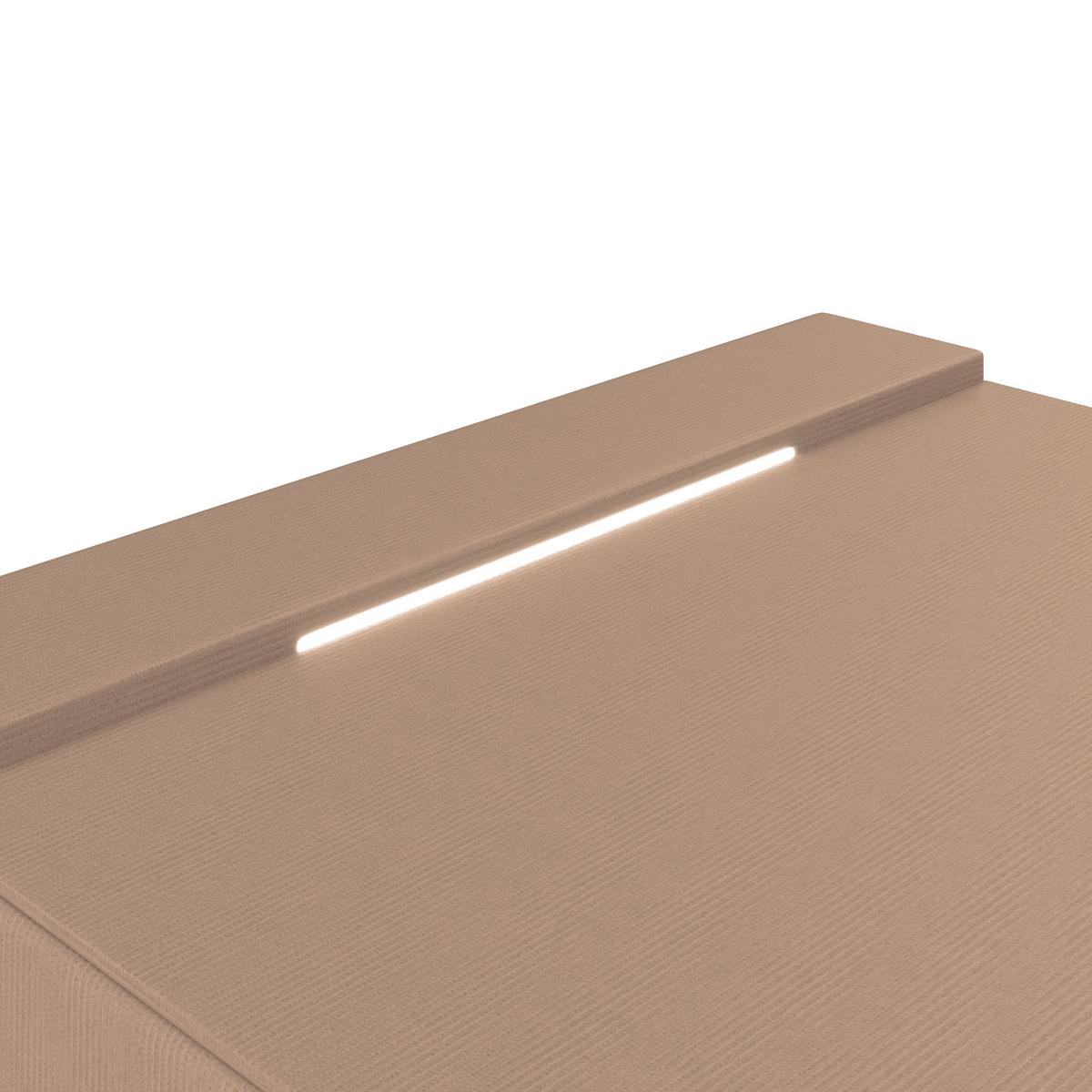Nachtkästchen Josie - Beige/Schwarz, MODERN, Glas/Holzwerkstoff (48/56/45,5cm)