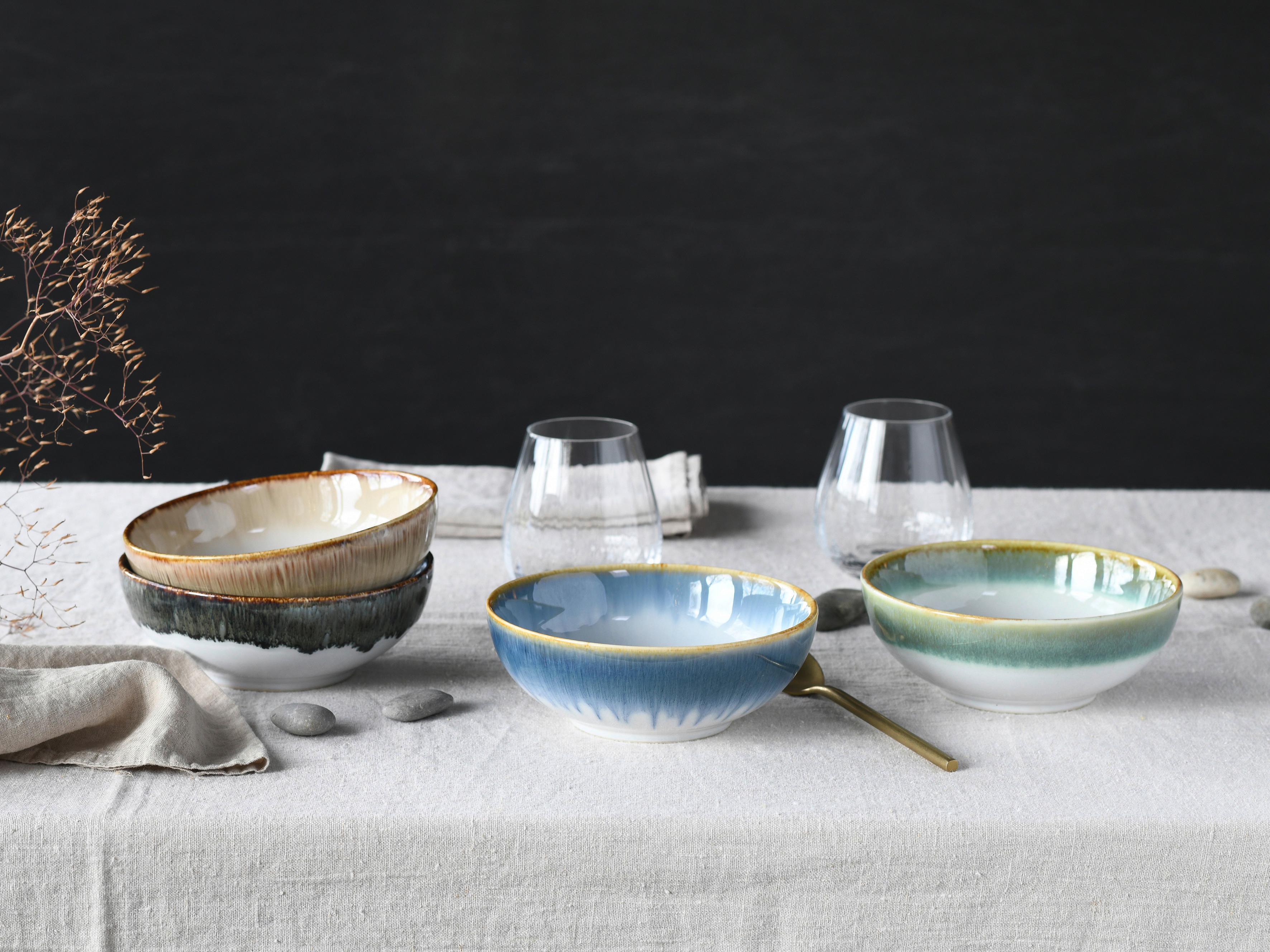 Schüsselset Steingut 4--teilig. DxH: 16,5x5,5 cm - Blau/Braun, Basics, Keramik (16,5/5,5cm) - Creatable