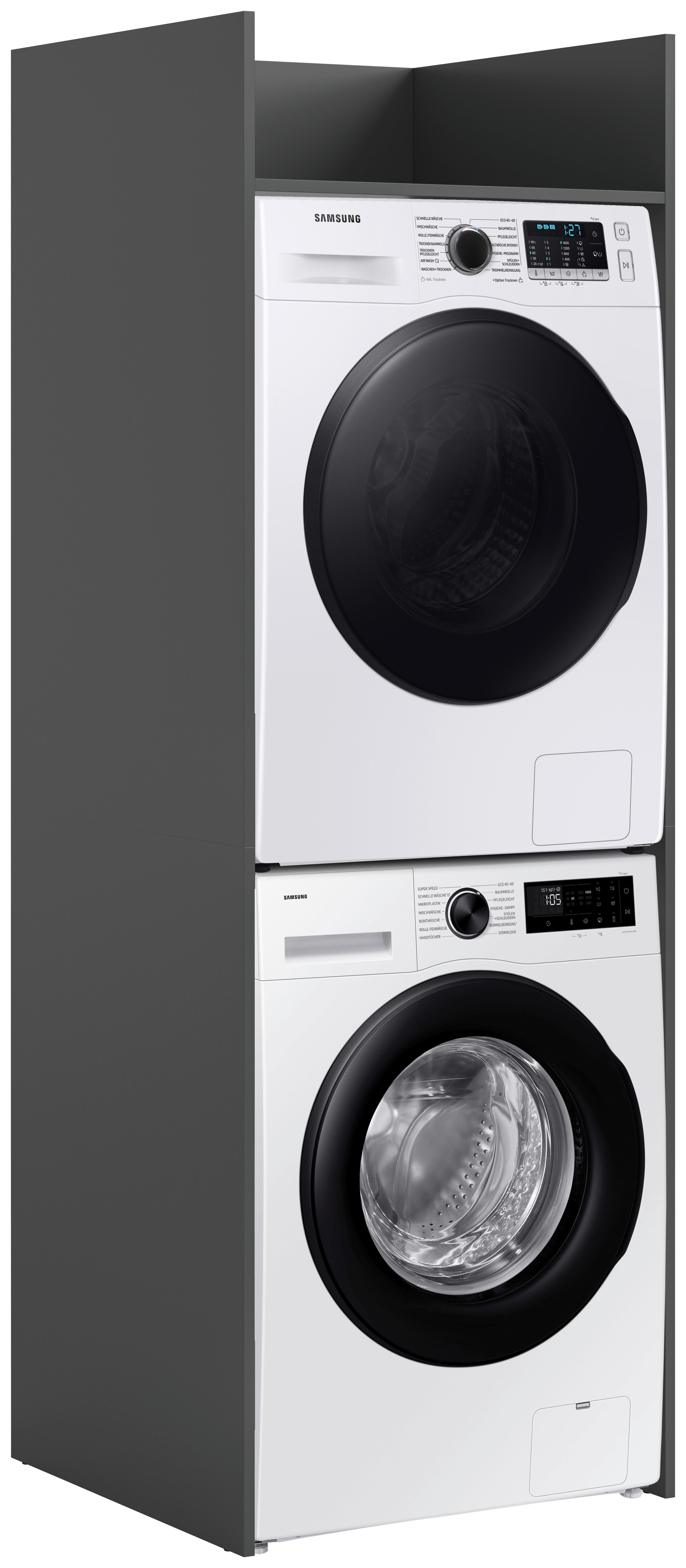 Waschmaschinenschrank Free Anthrazit B: 66cm - Anthrazit/Weiß, Basics, Holzwerkstoff (66/195/60cm) - MID.YOU