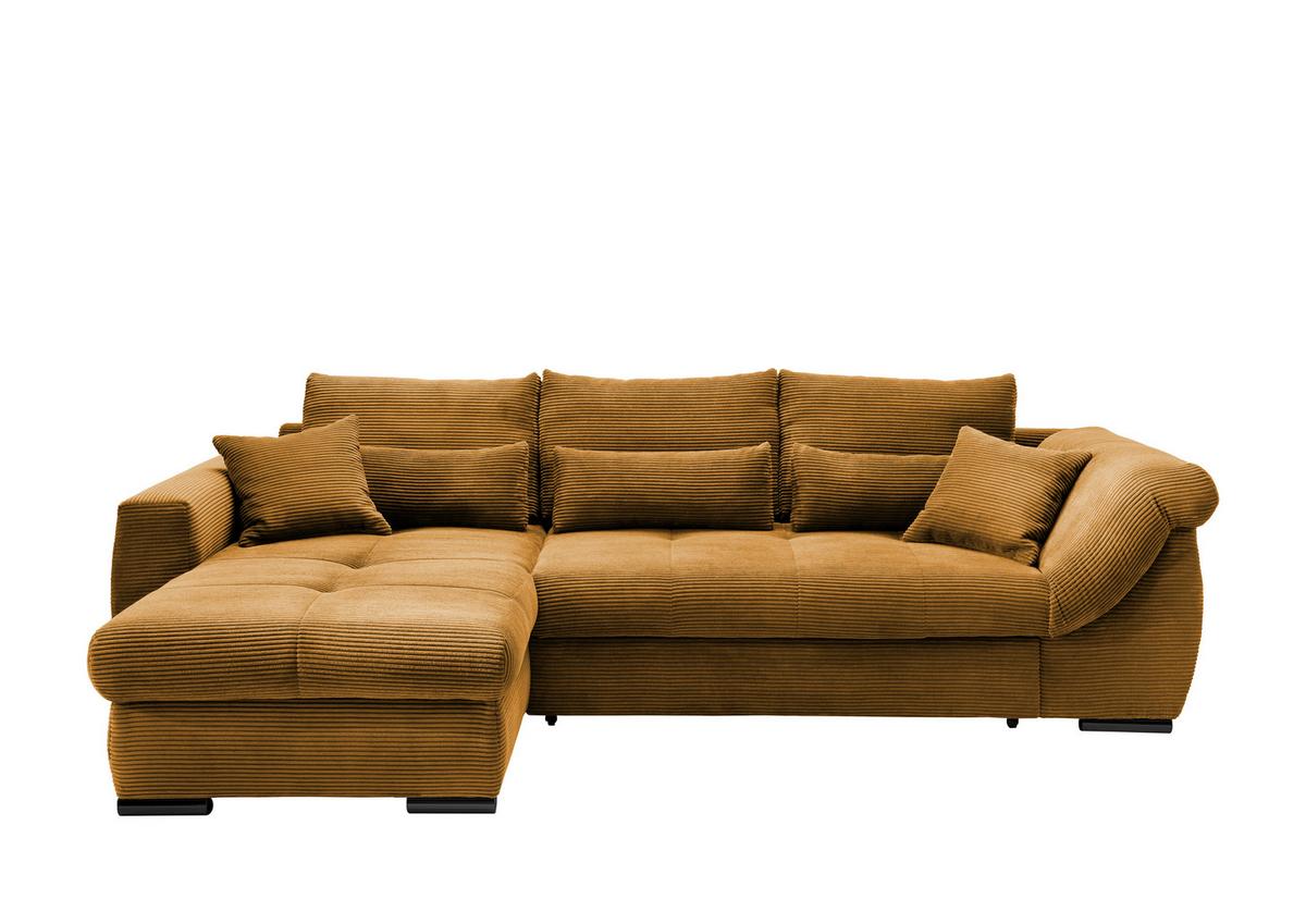Ecksofa Federico Goldfarben S: 188/302 cm - Goldfarben/Schwarz, MODERN, Holz/Textil (188/302cm) - MID.YOU