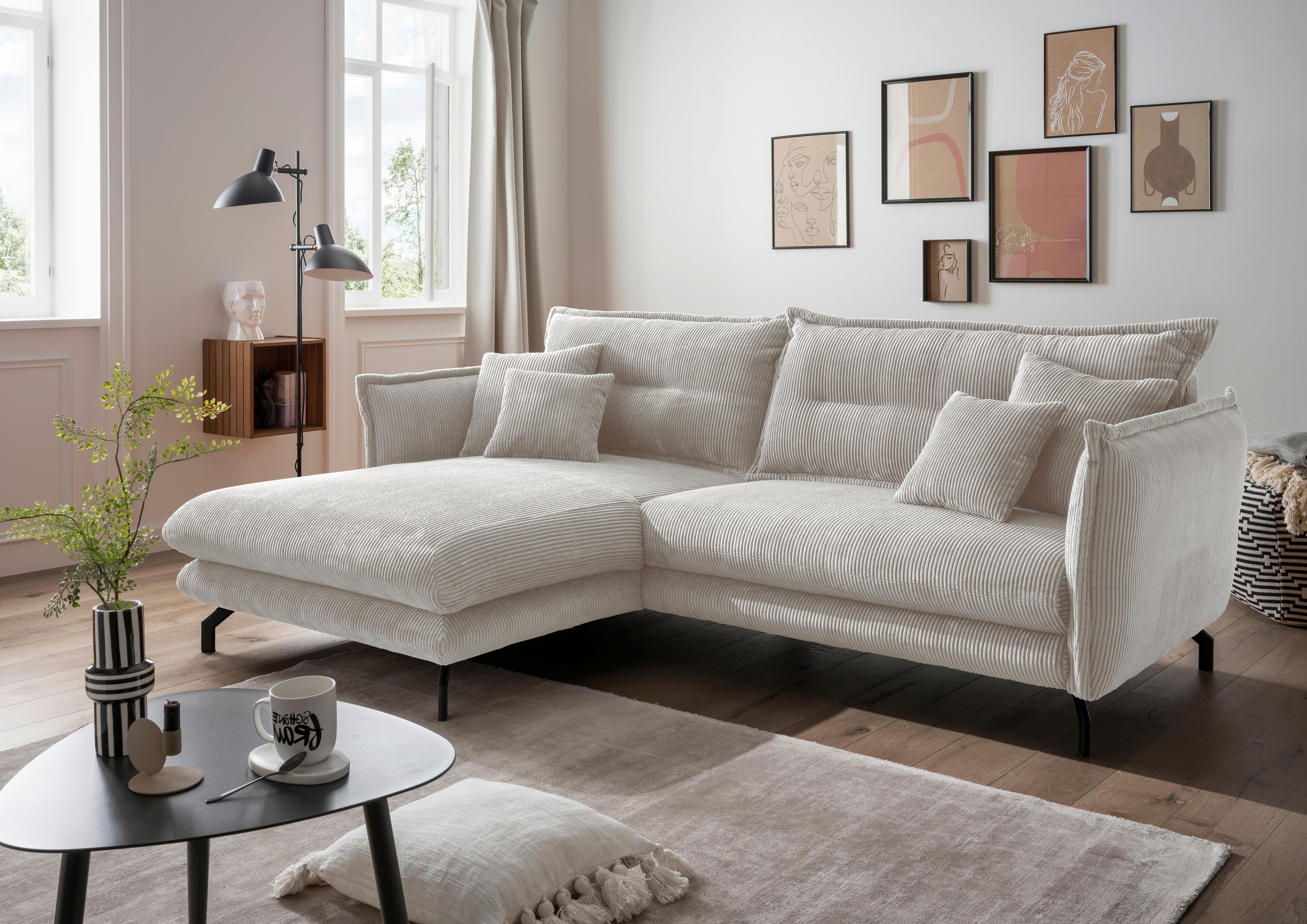 Ecksofa Lava Silberfarben S: 180/255 cm - Silberfarben/Schwarz, MODERN, Textil (180/255cm) - Livetastic