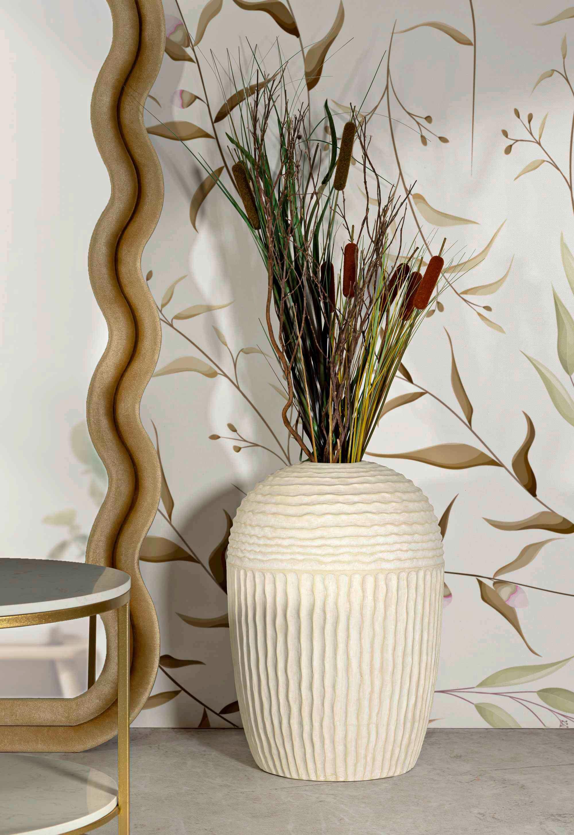 Vase Icicle Pot Creme B: 39 cm - Creme, Basics, Metall (39/56/39cm)