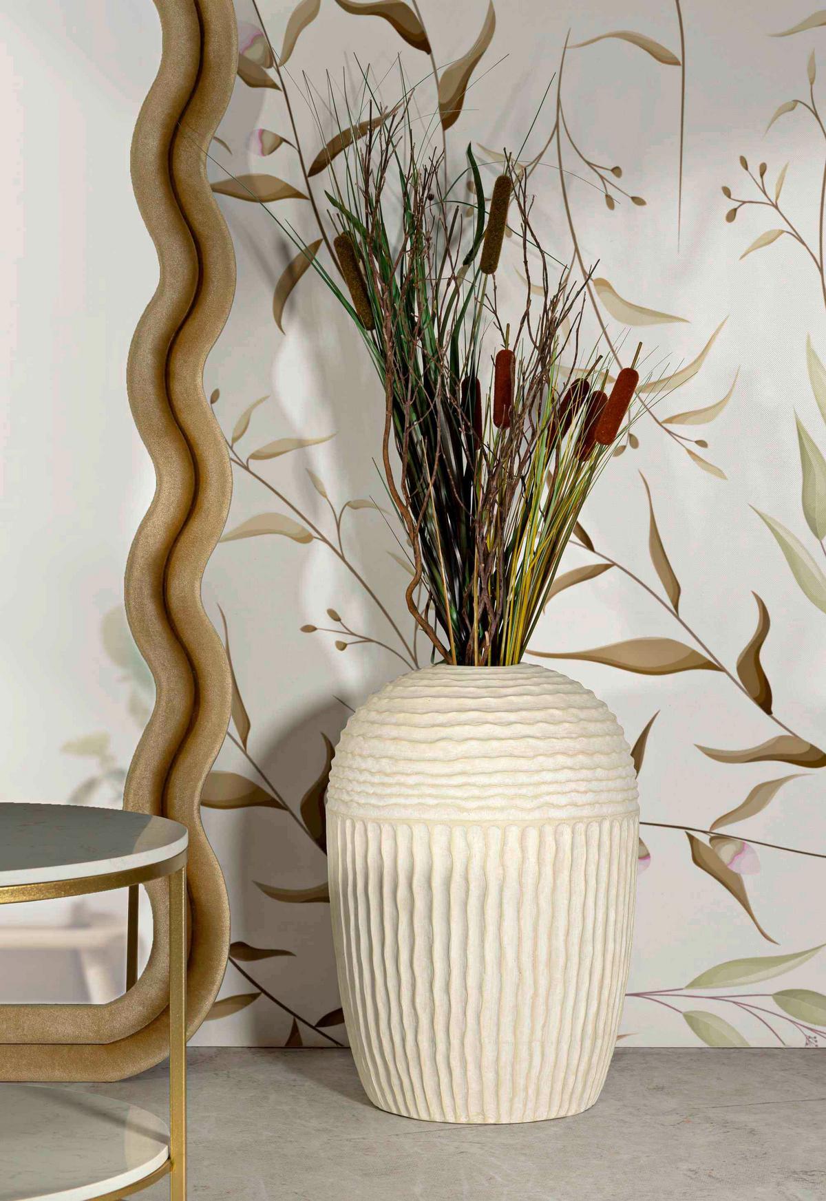 Vase Icicle Pot Creme B: 39 cm - Creme, Basics, Metall (39/56/39cm)