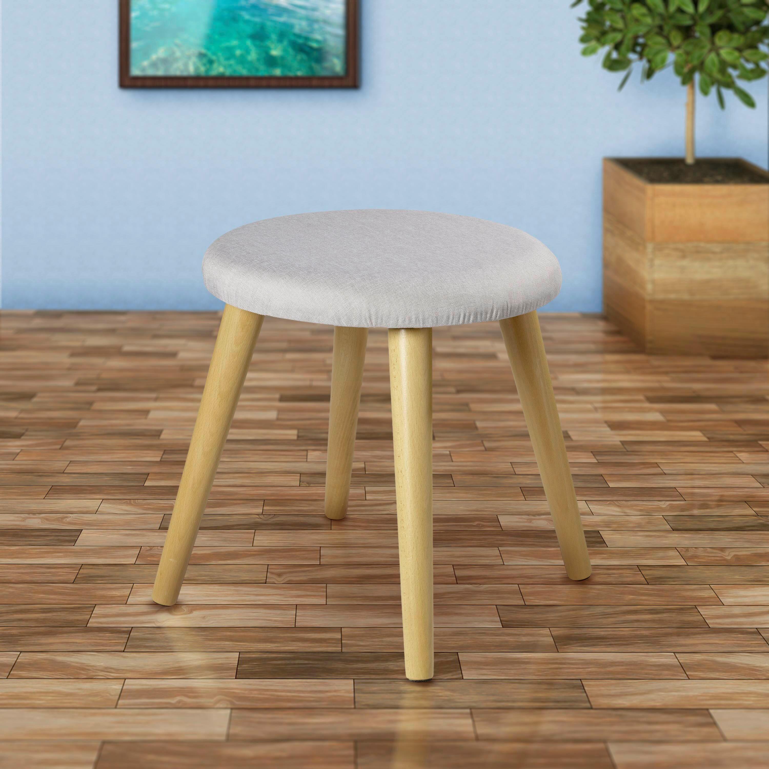 Hocker Skandi Holz Grau Sitz Gepolstert H: 42 cm - Grau, Design, Textil (40/42/40cm) - Echtwerk