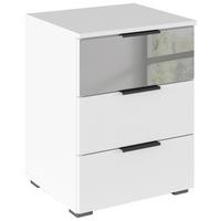 Nachtkästchen Skyla Weiß B: 47 cm - Alufarben/Weiß, MODERN, Glas/Holzwerkstoff (47/62/42cm) - Rauch Möbel