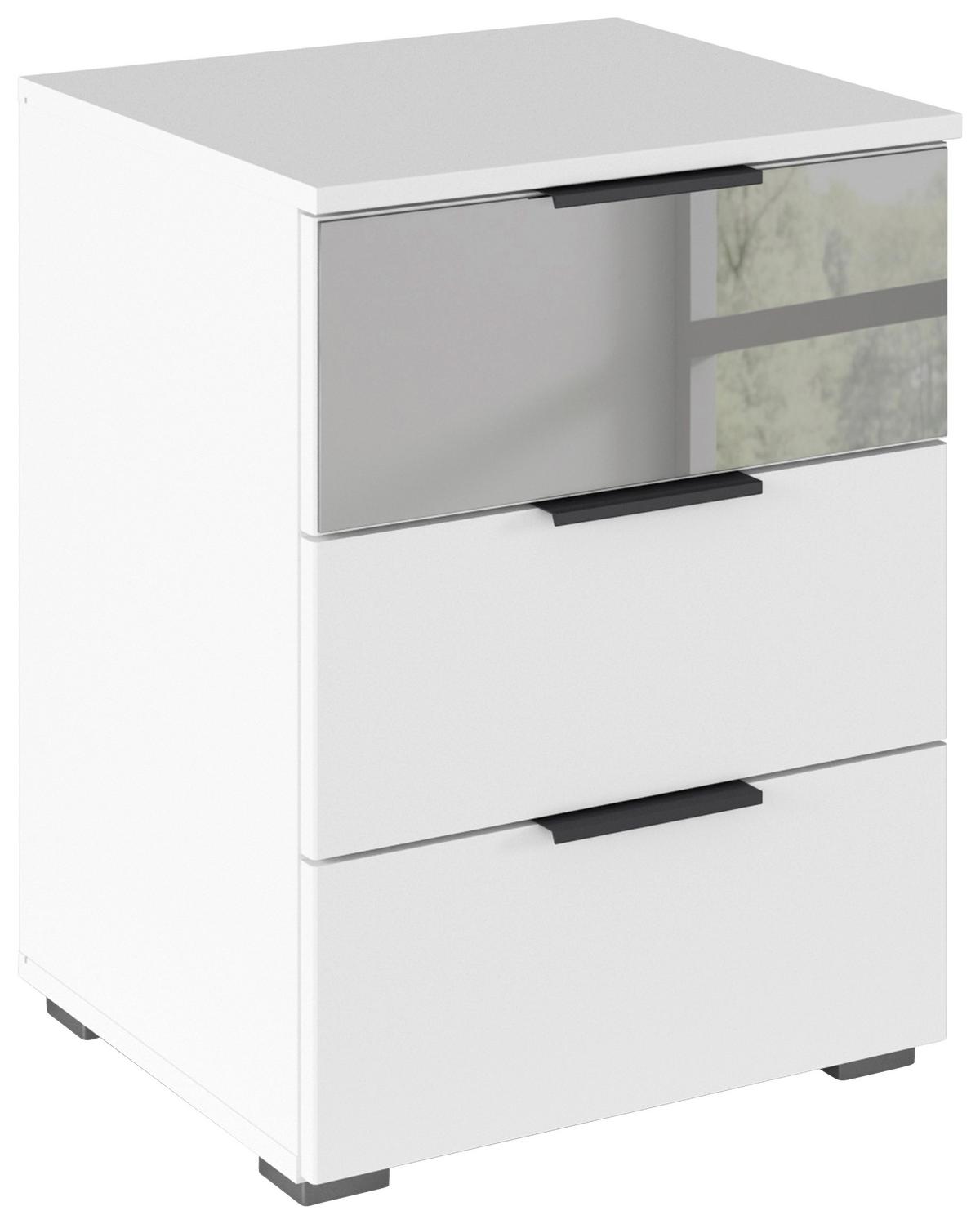 Nachtkästchen Skyla Weiß B: 47 cm - Alufarben/Weiß, MODERN, Glas/Holzwerkstoff (47/62/42cm) - Rauch Möbel