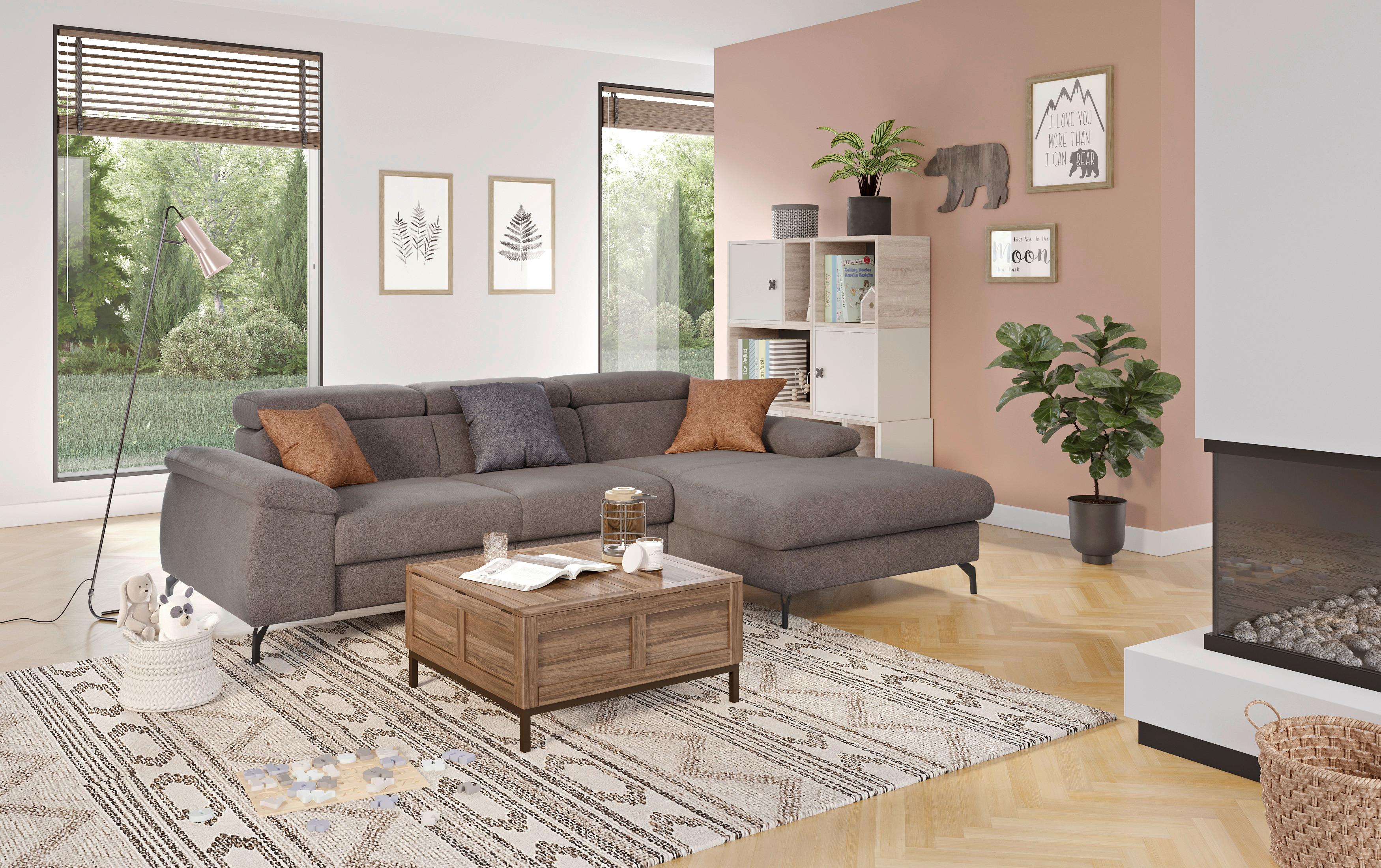 Ecksofa Kitty Grau S. 244x166 Cm - Schwarz/Grau, Design, Textil (244/166cm) - Livetastic