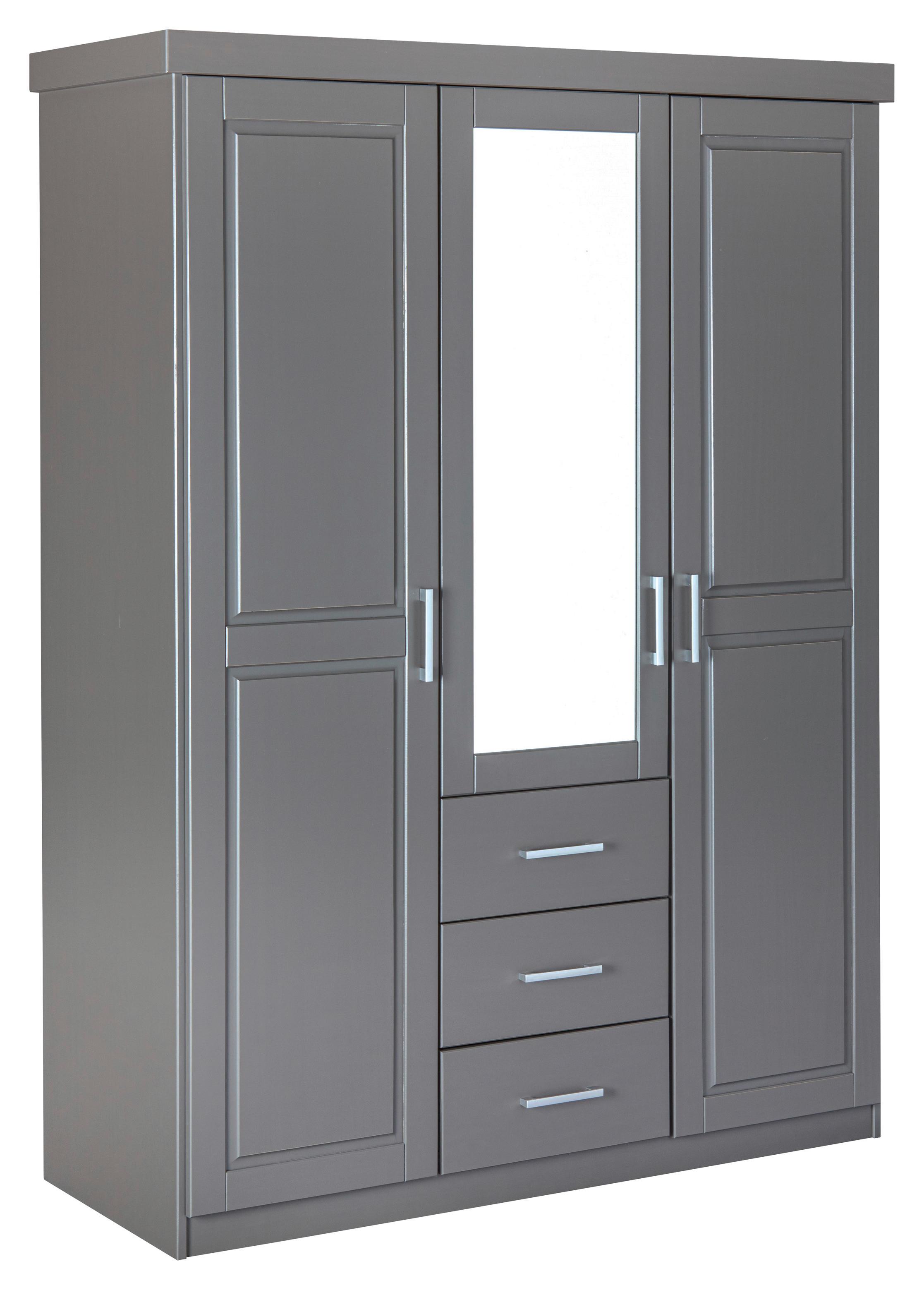 Drehtürenschrank Massiv Mit Spiegel B: 140 Cm Norwin, Grau - Grau, Natur, Holz (140cm) - MID.YOU