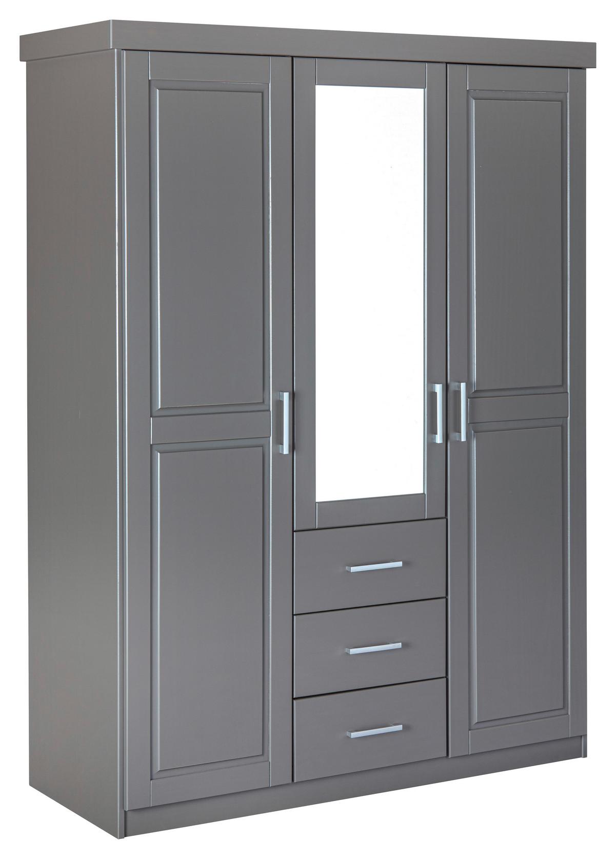 Drehtürenschrank Massiv Mit Spiegel B: 140 Cm Norwin, Grau - Grau, Natur, Holz (140cm) - MID.YOU