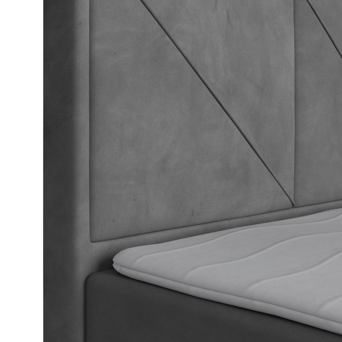 Boxspringbett mit Bettkasten Bologna 180x200 cm Hellgrau - Hellgrau/Schwarz, MODERN, Holzwerkstoff/Kunststoff (180/200cm) - MID.YOU