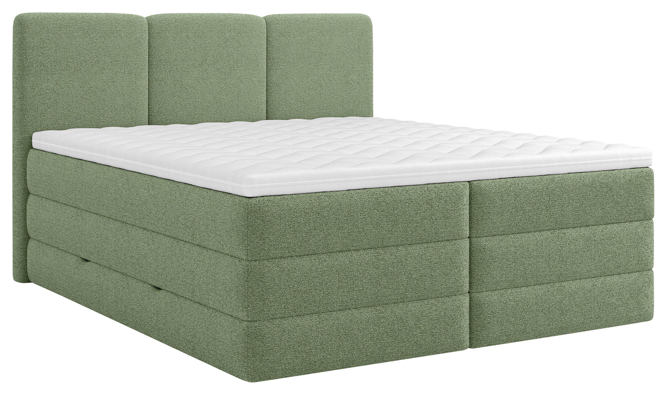 Boxspringbett mit Bettkasten 180x200 cm Castel V - Schwarz/Grün, MODERN, Holz/Holzwerkstoff (180/200cm) - MID.YOU