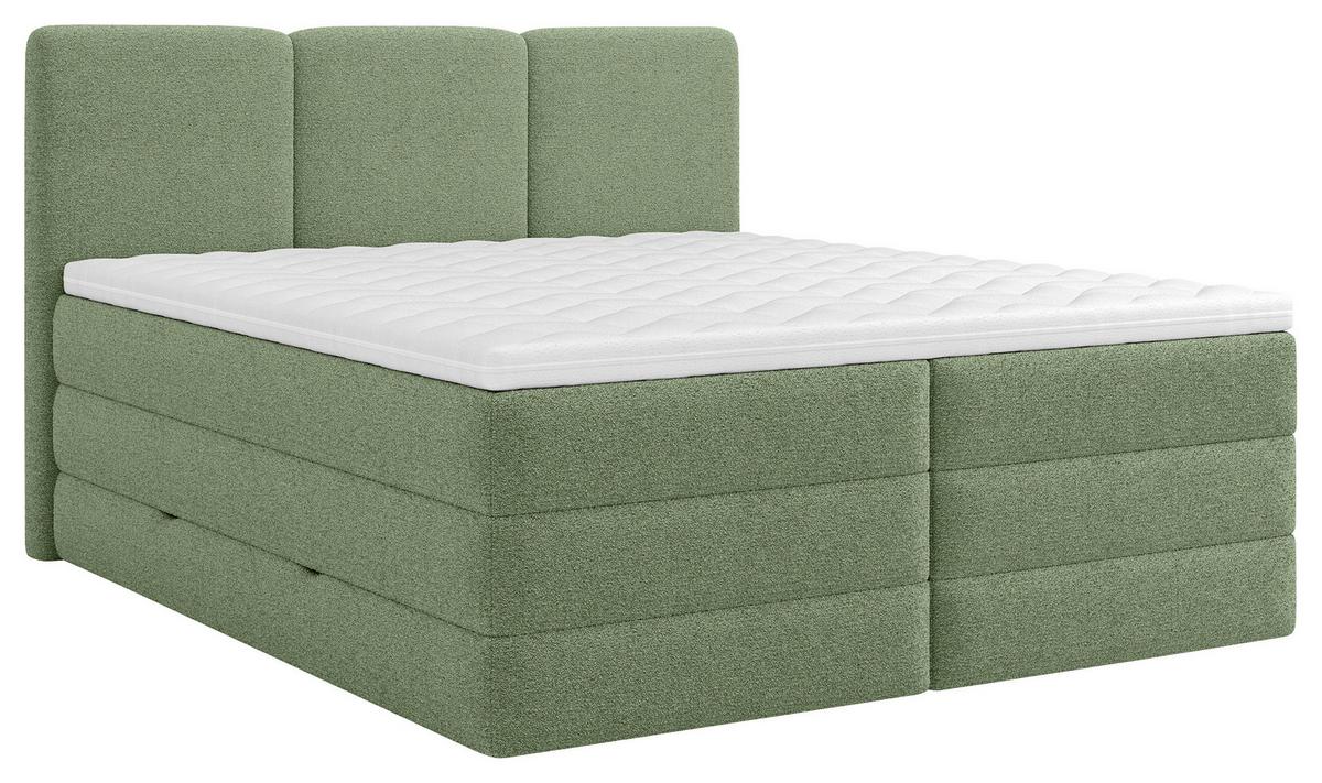Boxspringbett Mit Bettkasten 180x200 Cm Castel V - Schwarz/Grün, MODERN, Holz/Holzwerkstoff (180/200cm) - MID.YOU