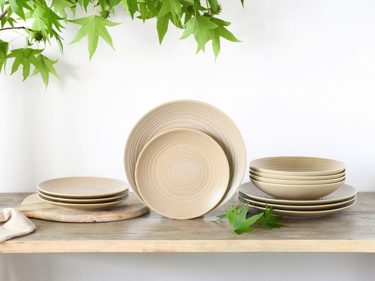 Kombinovaný servis 12- dielny, piesková - piesková, Basics, keramika - Creatable