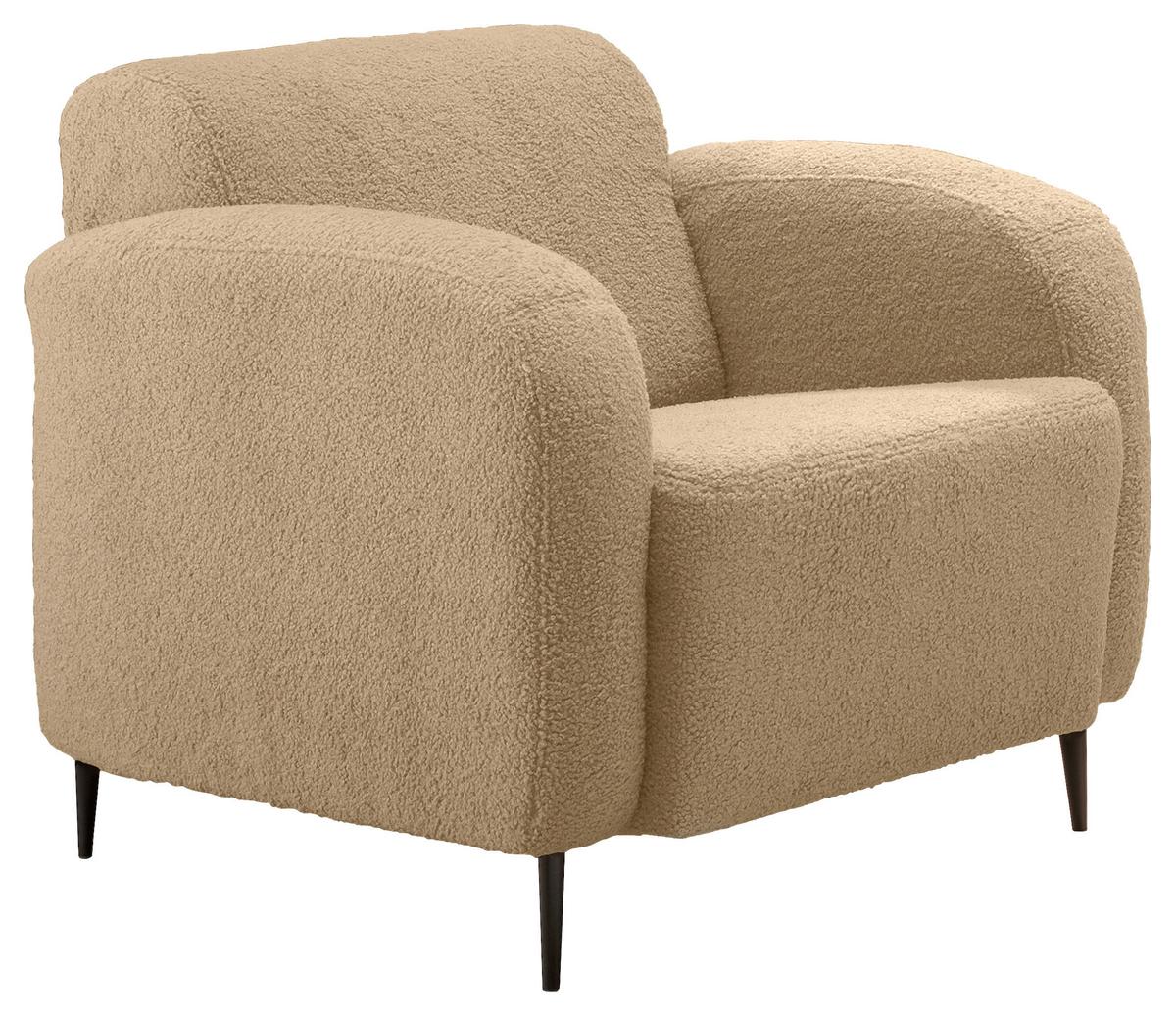 Polstersessel Mit Armlehnen Marone Creme Teddystoff - Creme/Schwarz, MODERN, Textil (85/76/90cm) - Livetastic