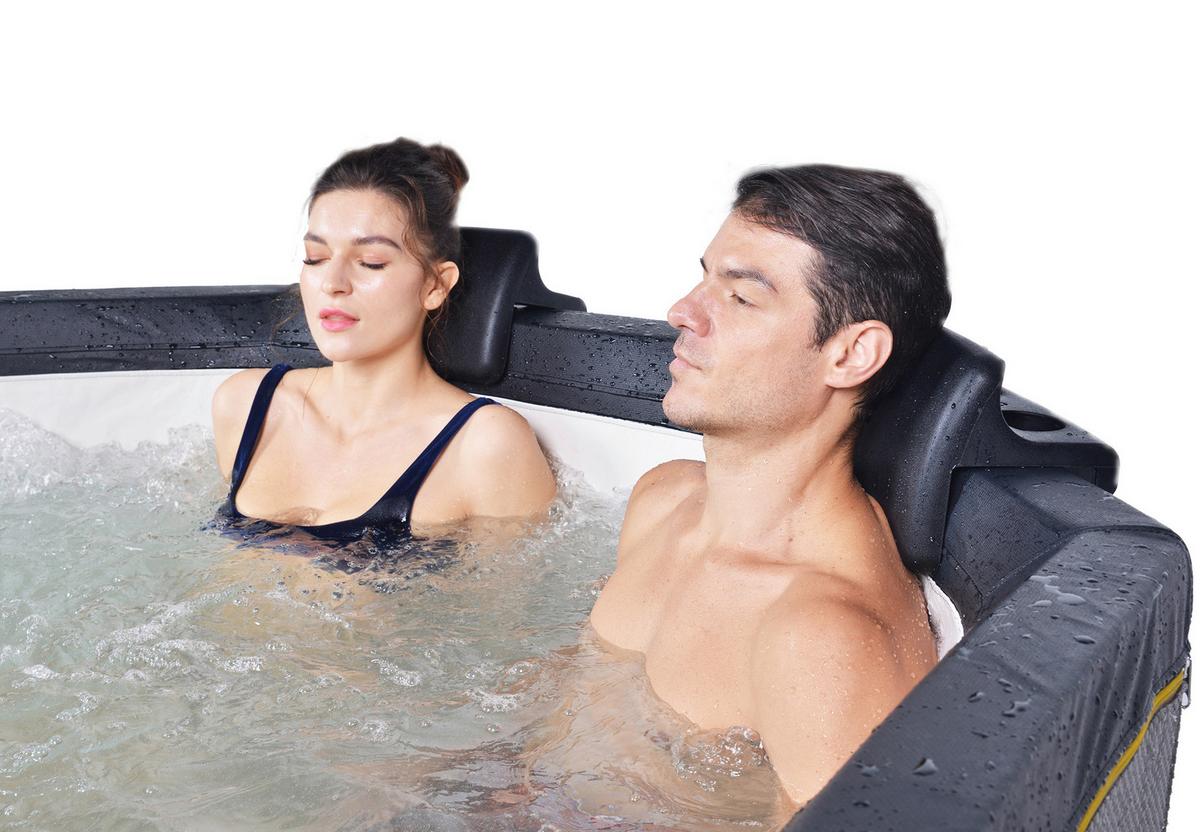 WHIRLPOOL-SPA-SET KOPFSTÜTZEN & GETRÄNKEHALTER - Schwarz, Basics, Kunststoff (27/16/19cm)
