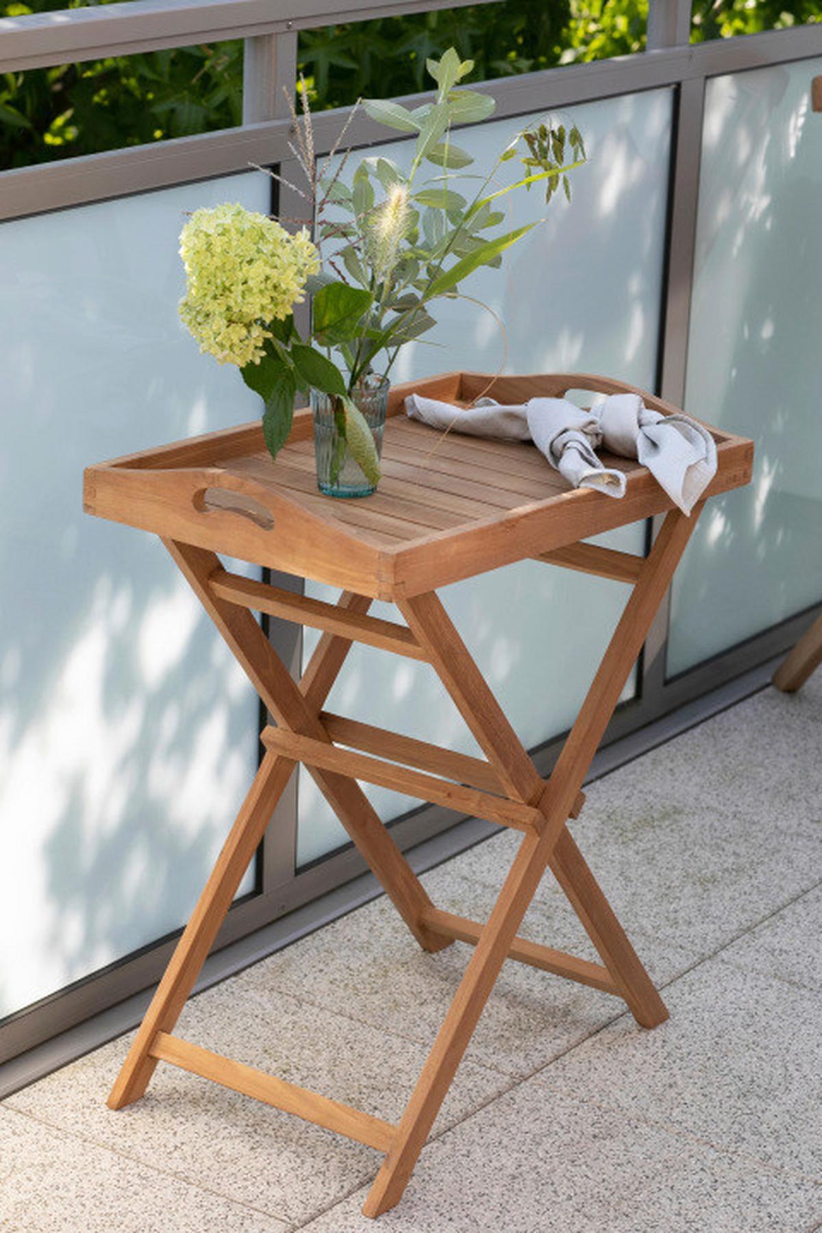 Gartentisch Klappbar Woodie Echtholz B: 40 cm - Teakfarben, Basics, Holz (40/75/60cm) - Gardenson