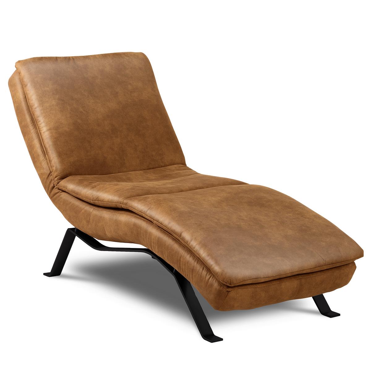 Relaxliege Black Cognac, Leder - Cognac/Schwarz, Design, Leder (65/95/171cm) - Celina Home