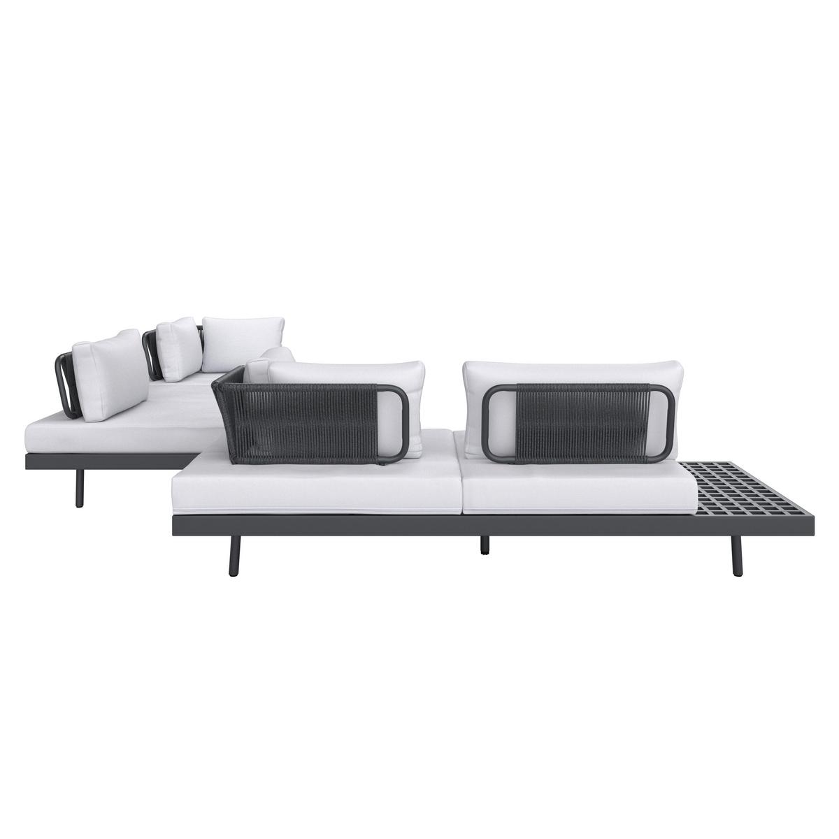 TERASOVÁ SEDACÍ SOUPRAVA EMMA - tmavě šedá, Moderní, kov/dřevo (220/79/87cm) - Bessagi Garden