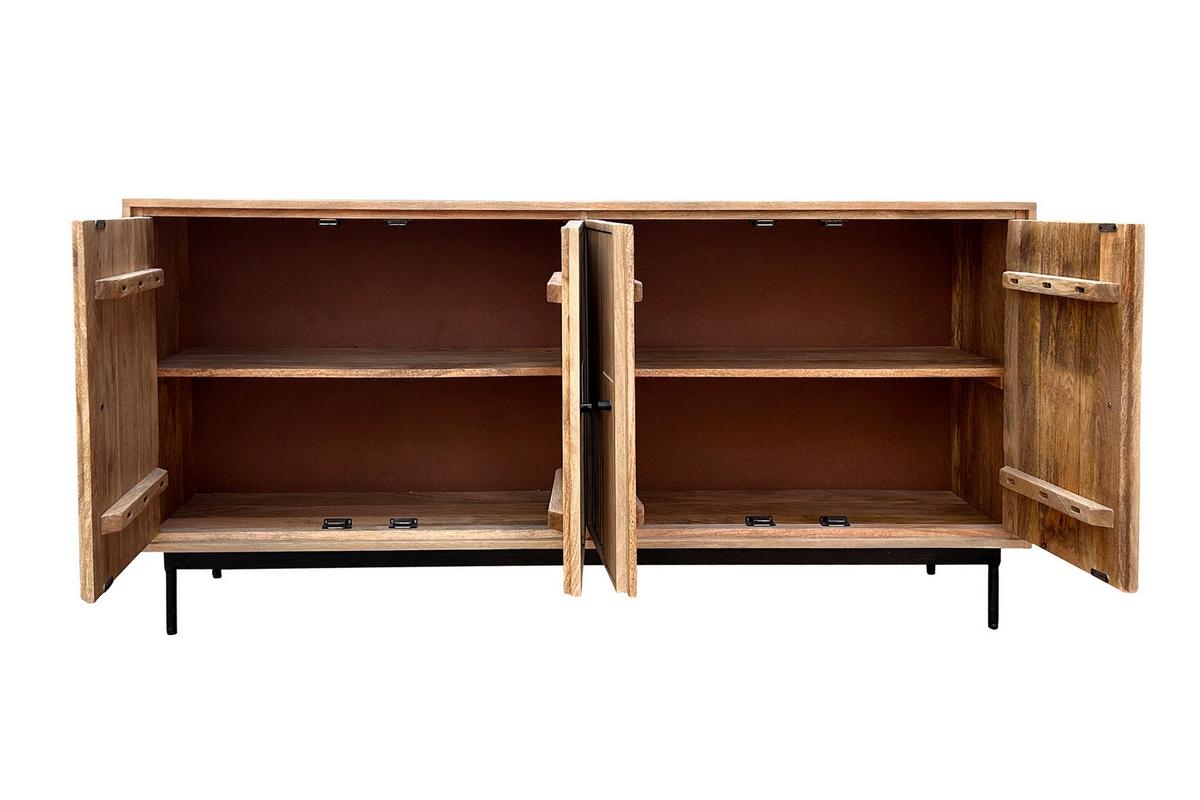 SIDEBOARD Schwarz/Naturfarben B: 160cm - Schwarz/Naturfarben, Design, Holz/Metall (160/80/40cm) - MID.YOU
