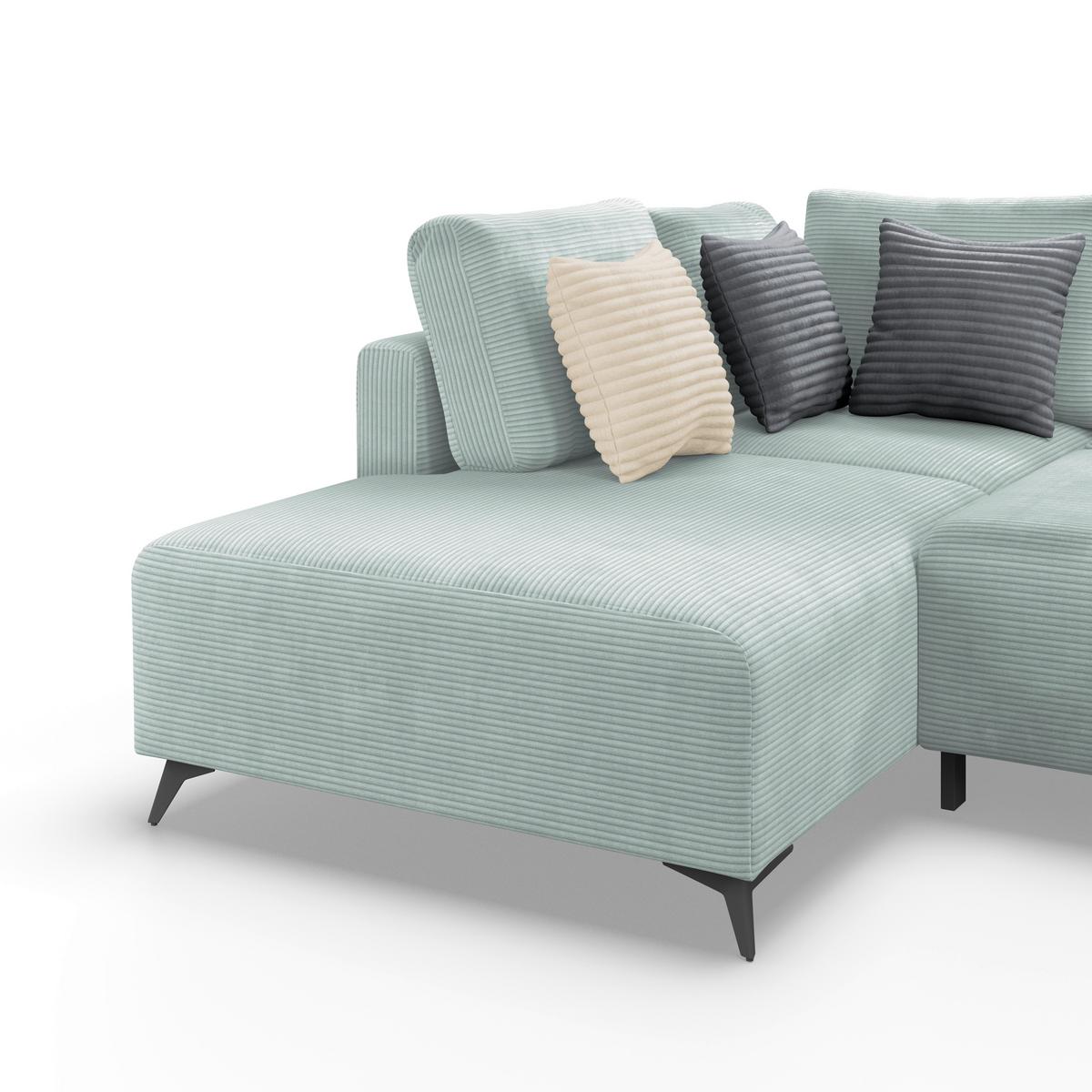 Ecksofa Mit Schlaffunktion Lincoln Mint  Cord 212x270 Cm - Creme/Schwarz, MODERN, Textil (212/270cm)